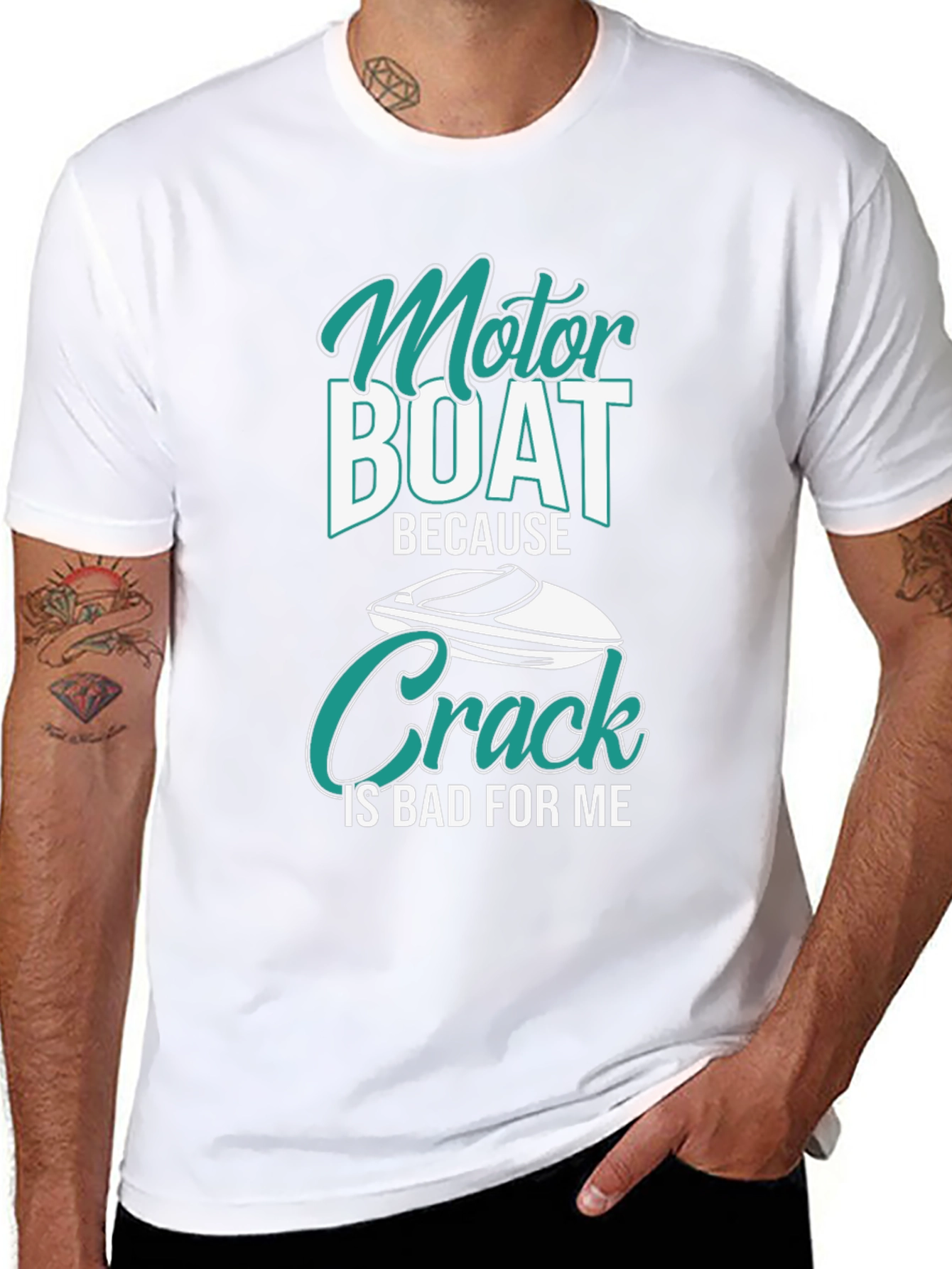 Black Motor Boat Because Crack Is Bad T-Shirt view 8