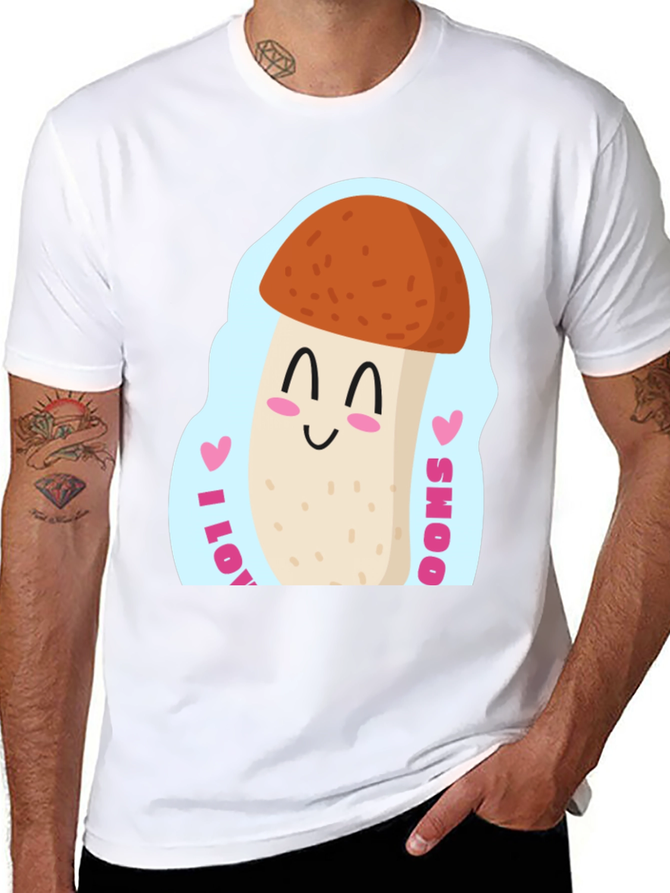 Black I Love Mushrooms T-Shirt - Cute Fungi Tee view 8