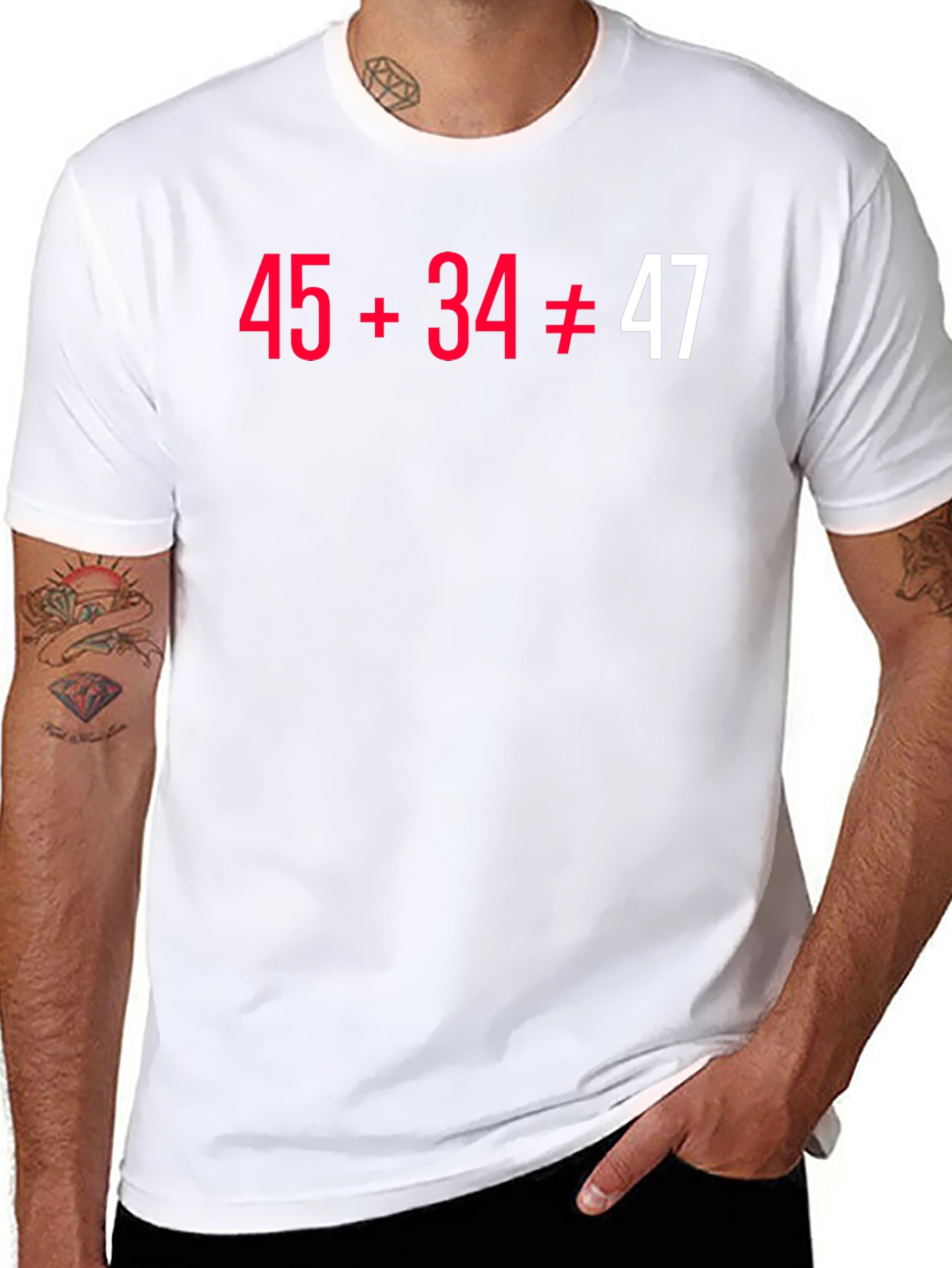 Black Funny Math Pun T-Shirt - 45+34 Doesn't Equal 47 view 8