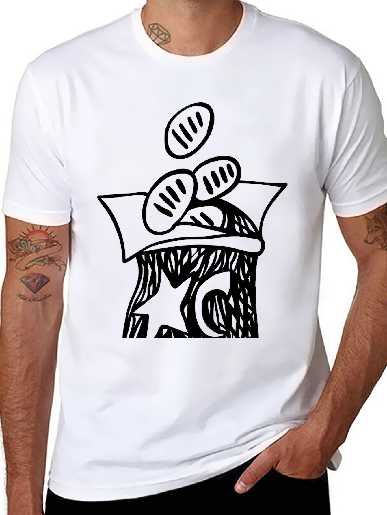 Black Graphic Print Black T-Shirt view 8