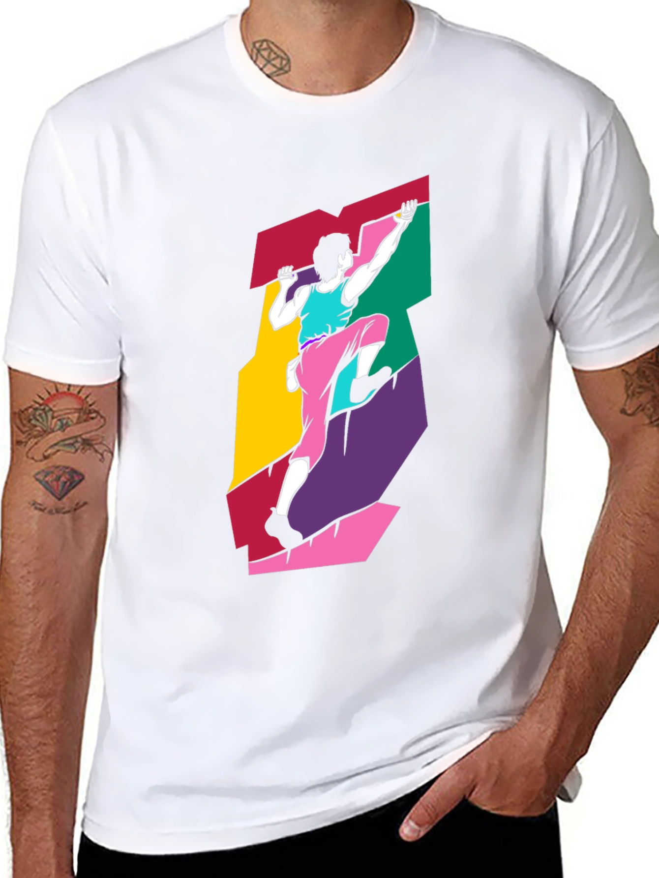 Black Retro Rock Climbing T-Shirt - Unique Graphic Tee view 8