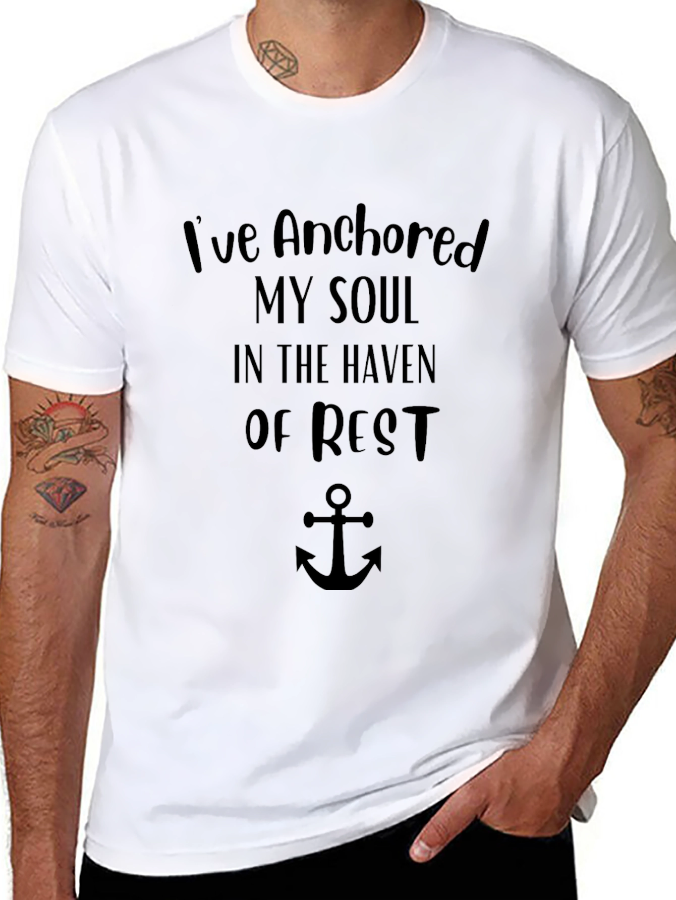 Black Anchored Soul Haven Rest T-Shirt view 8