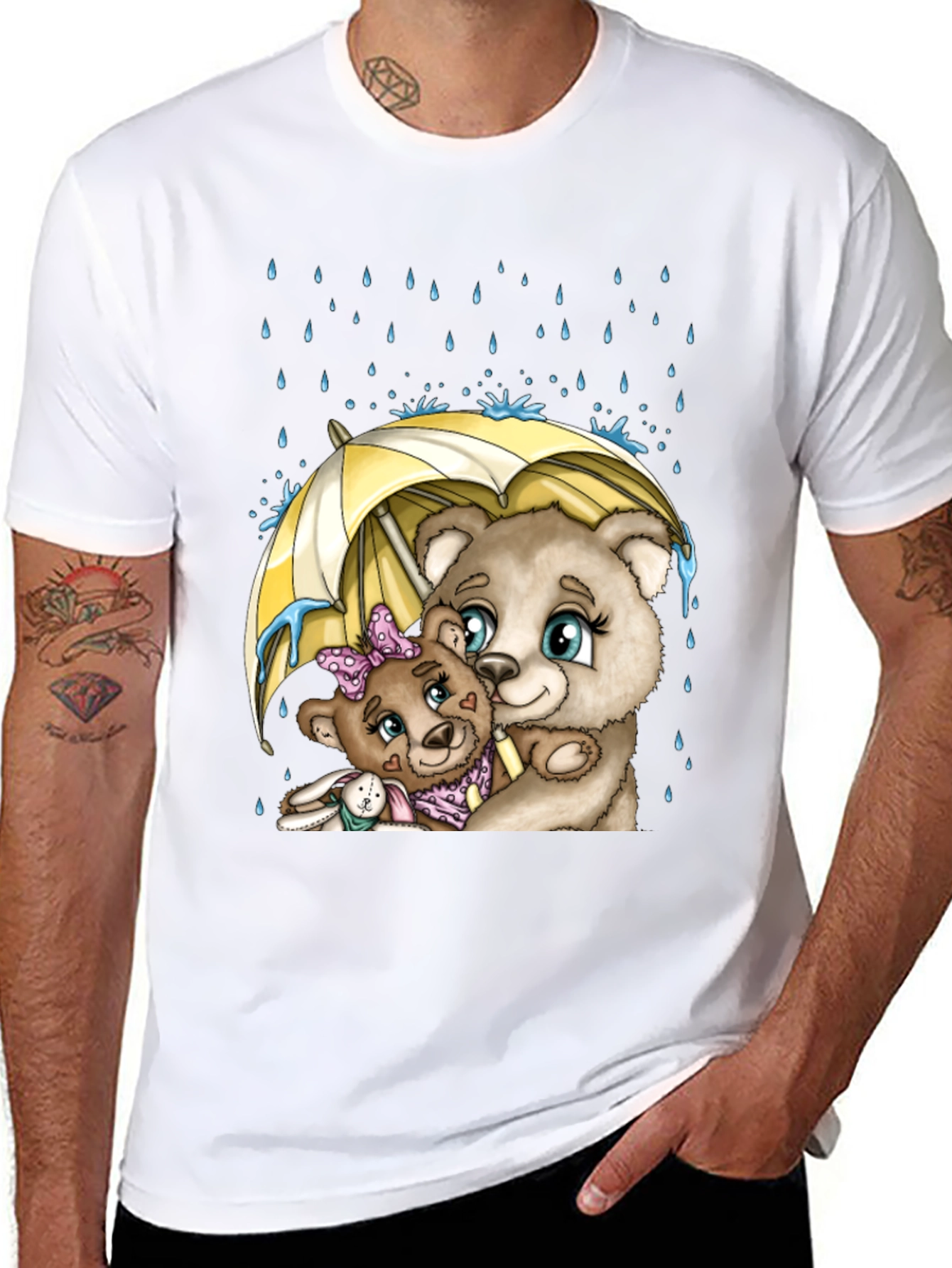 Black Bear Family Under Umbrella T-Shirt view 8