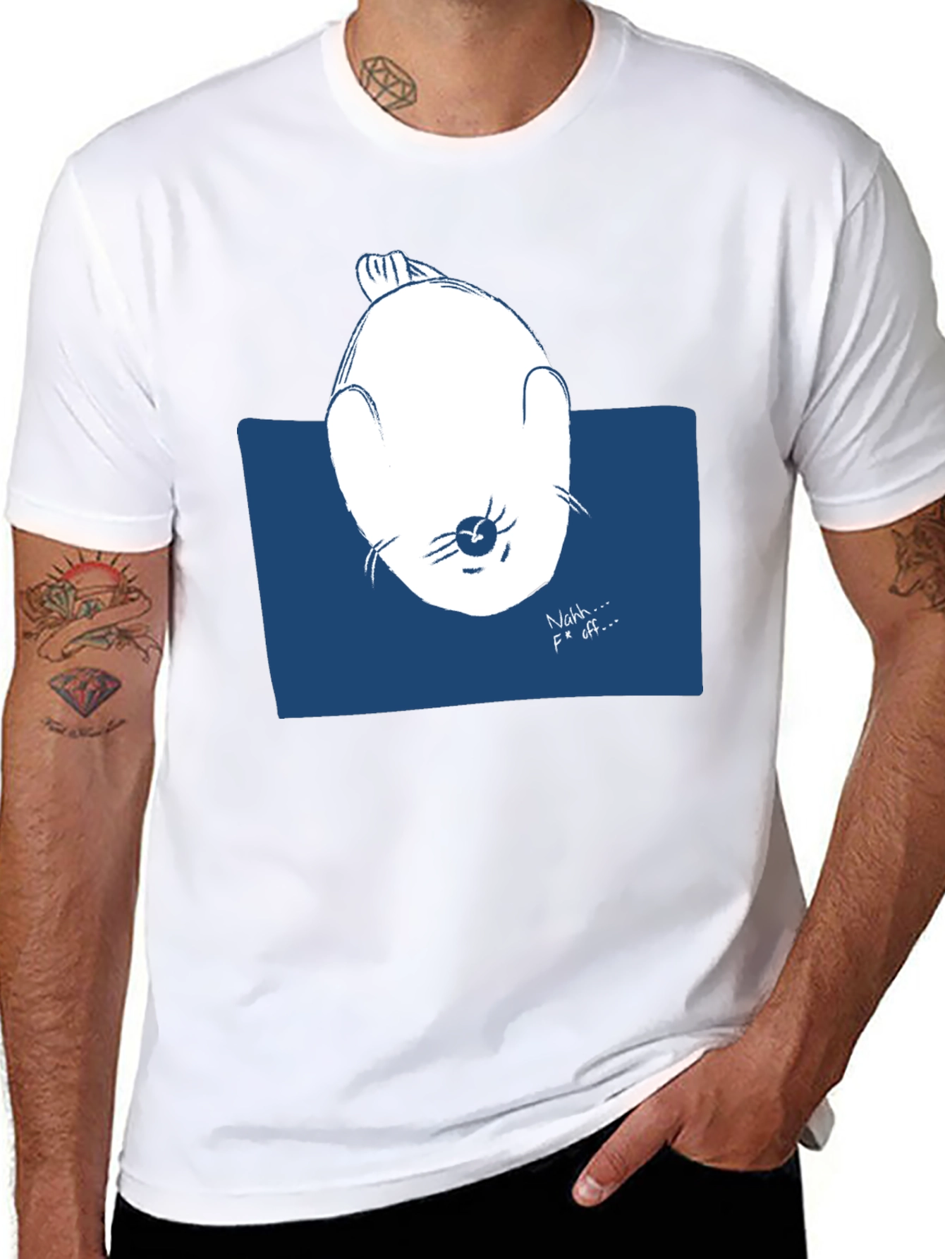 Black Funny Seal Graphic Tee - "Nahh... F Off..." Black T-Shirt view 8