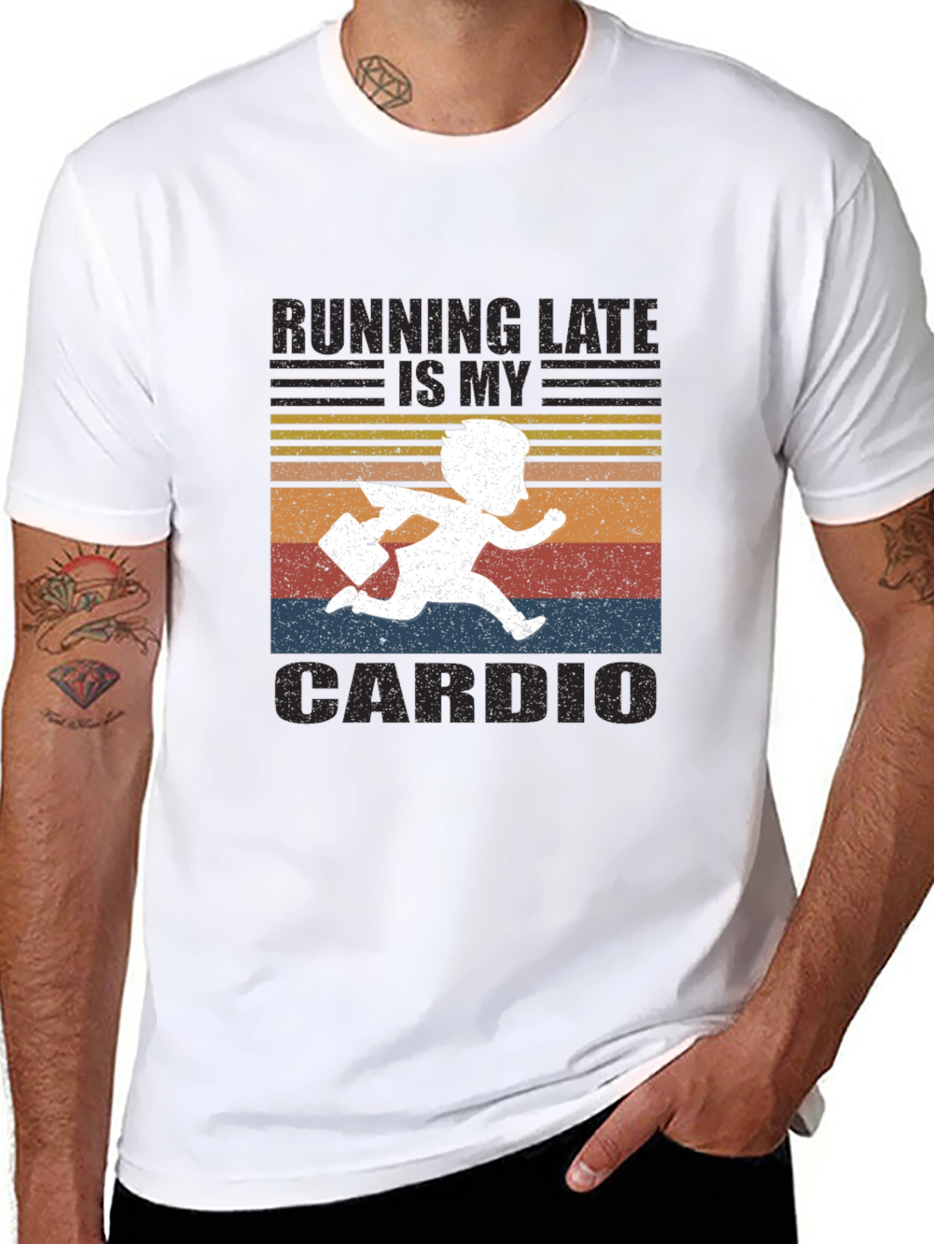 Black Running Late is My Cardio Graphic Tee view 8