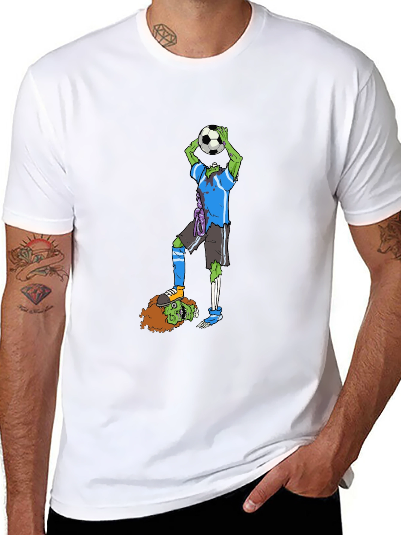 Black Zombie Soccer T-Shirt - Funny Graphic Tee view 8