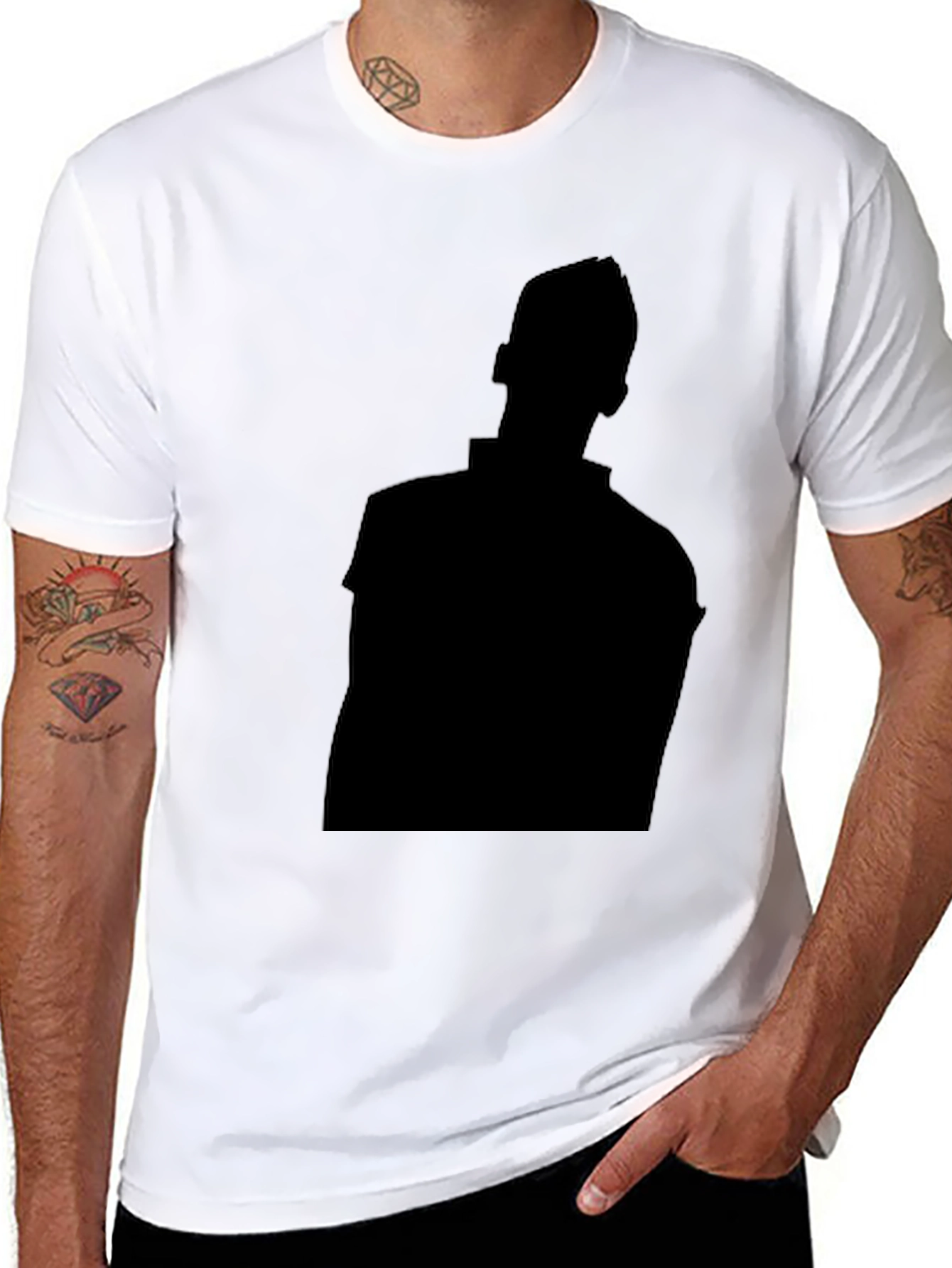 Black Men's Black Graphic Tee - Silhouette Design view 8