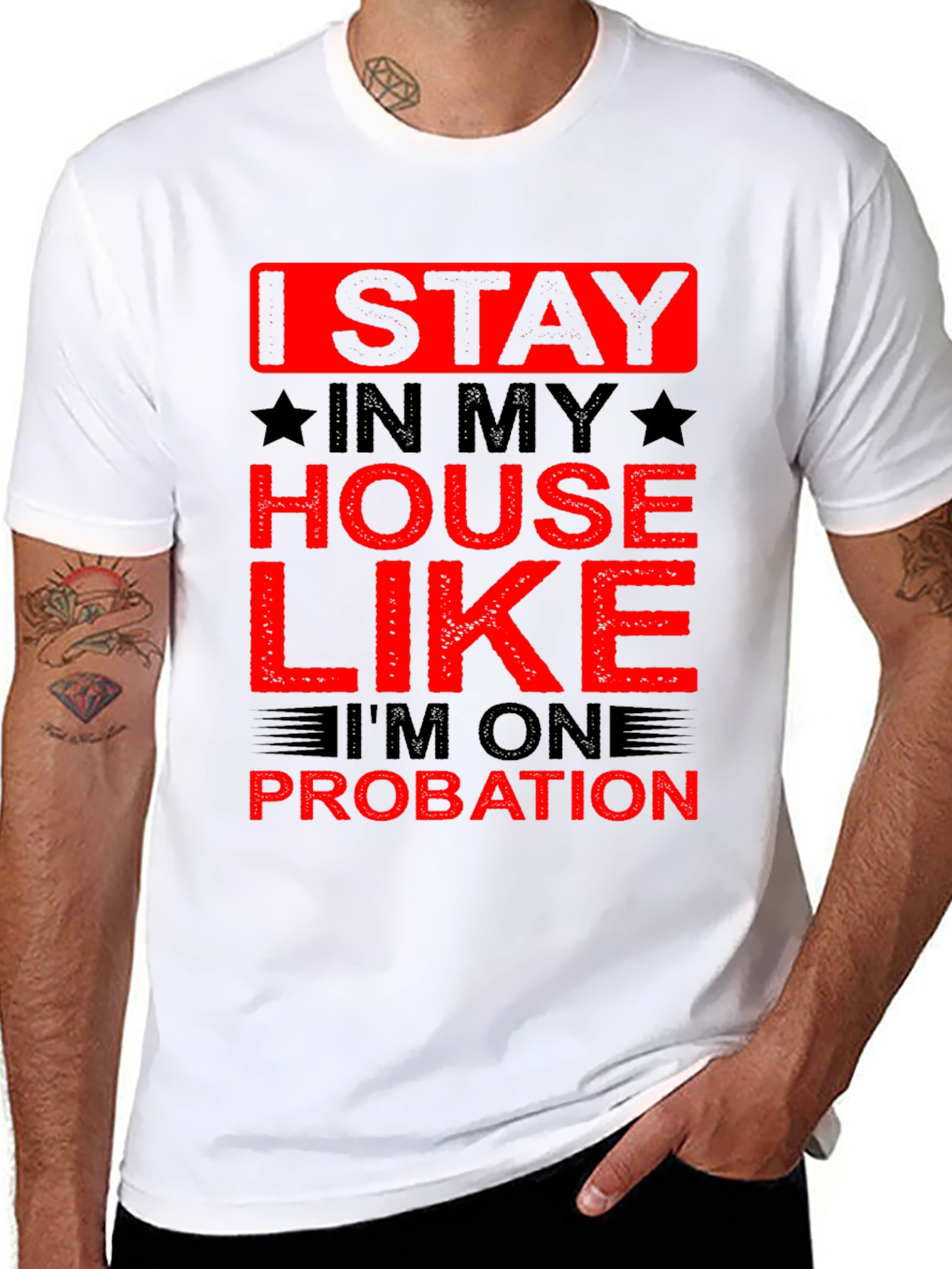 Black Stay Home Probation Graphic T-Shirt view 8