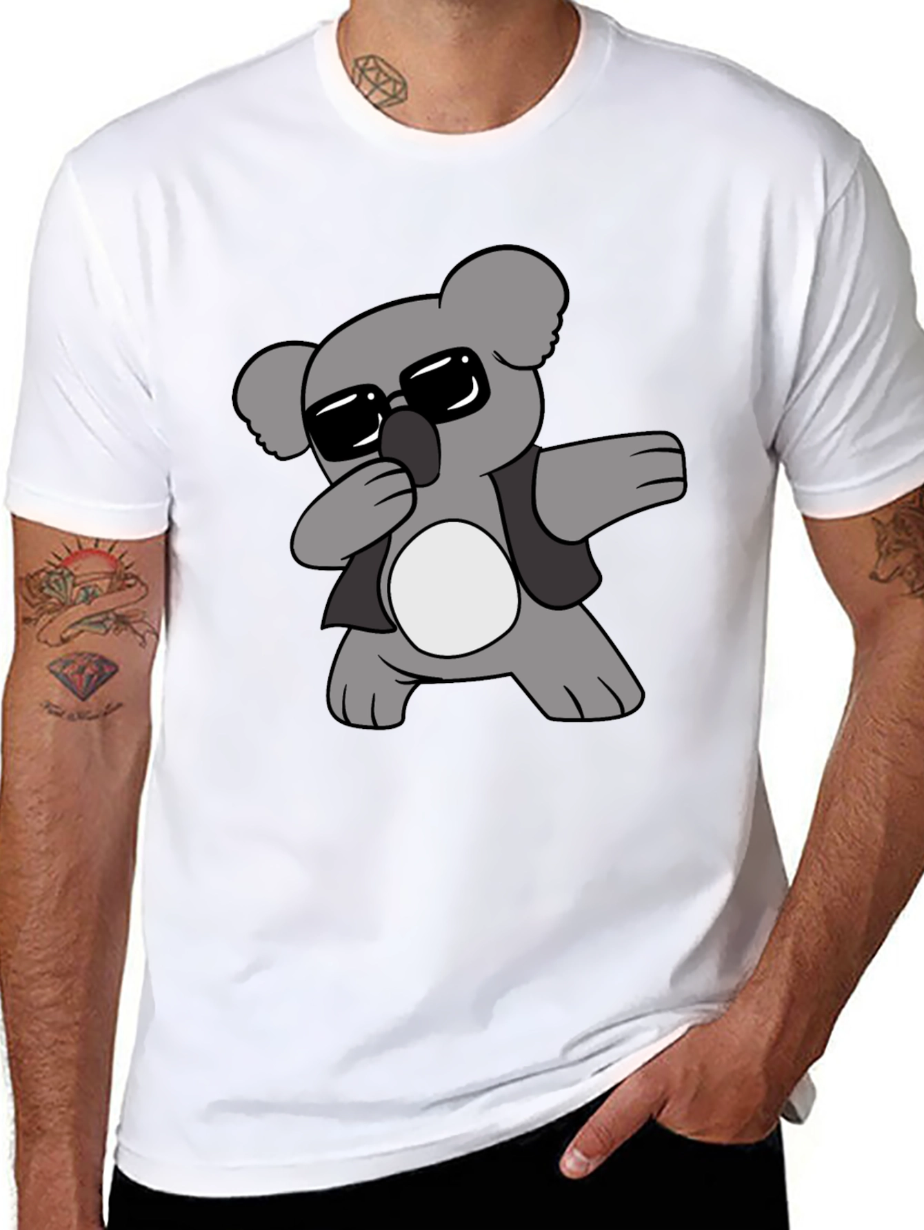 Black Cool Koala Dabbing Graphic T-Shirt view 8
