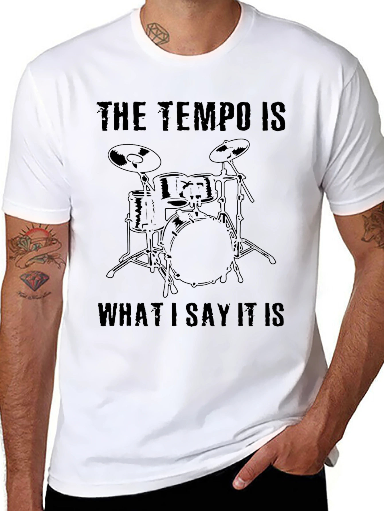 Black Tempo Drummer Black T-Shirt - Music Humor view 8