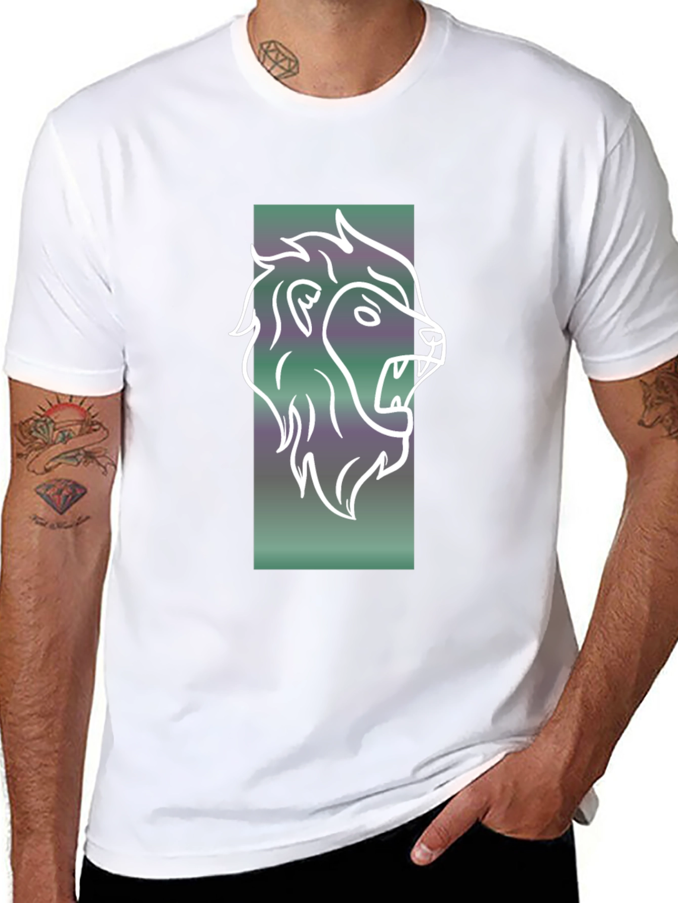 Black Lion Graphic Tee - Mens Black Cotton T-Shirt view 8