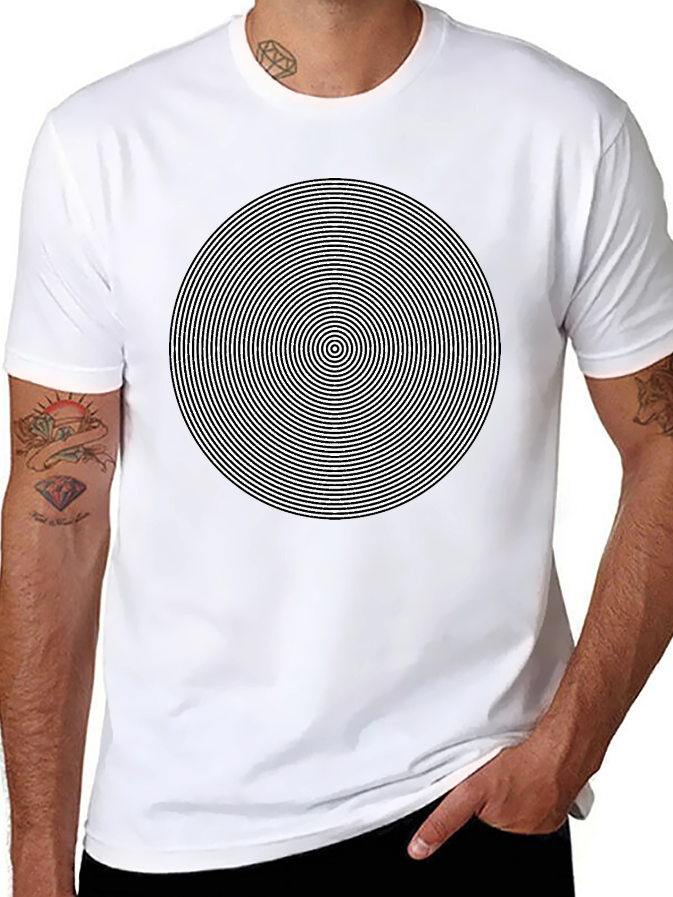 Black Hypnotic Circle Graphic Tee - Mens Black T-Shirt view 8