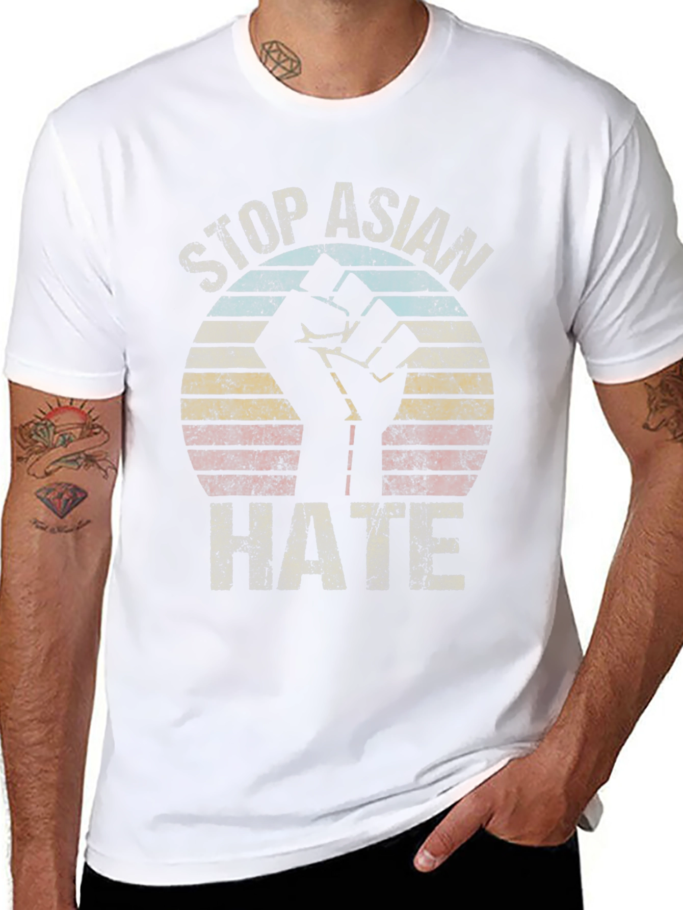 Black Stop Asian Hate T-Shirt Fist Graphic Tee Activism view 8
