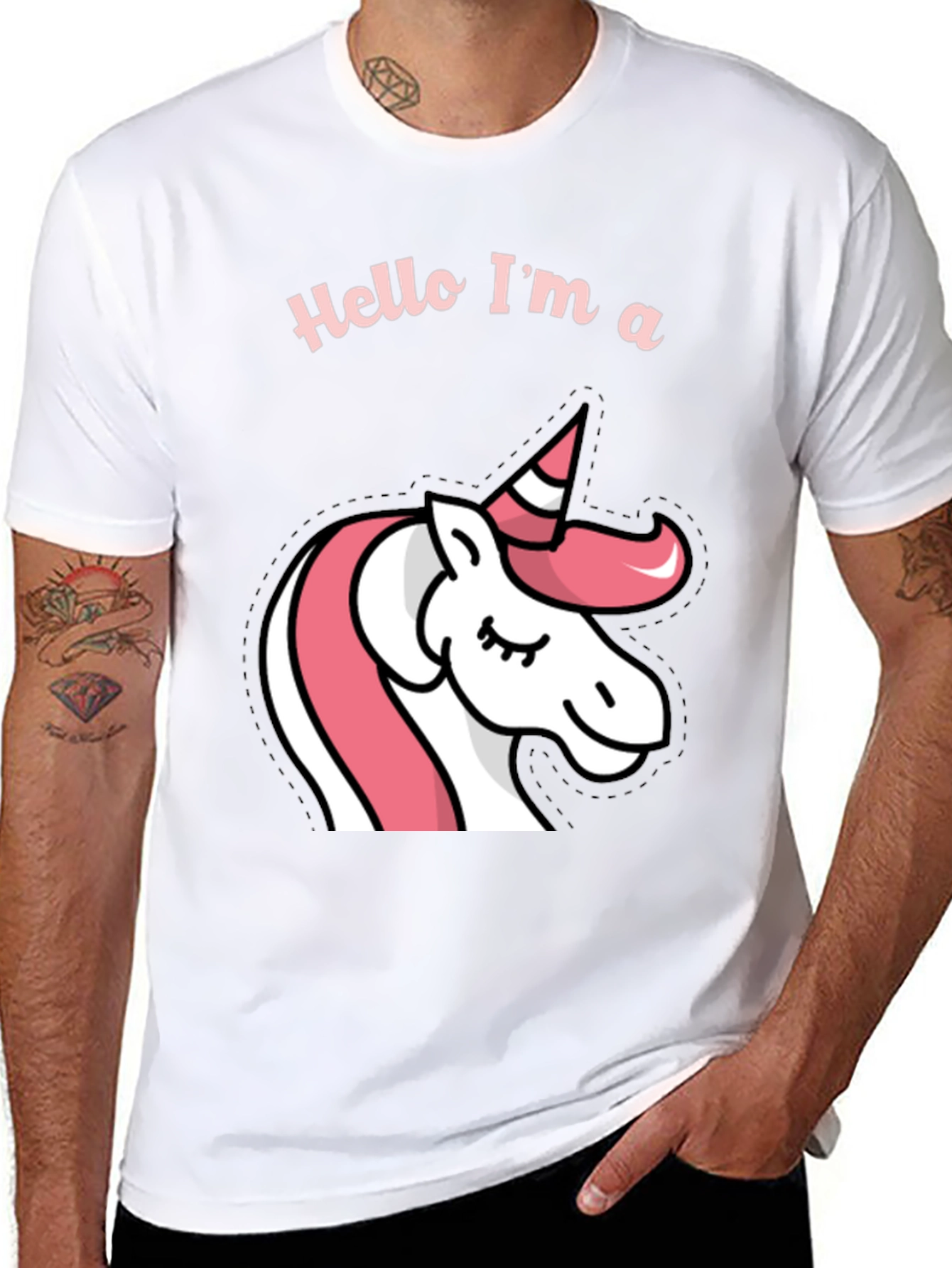Black Hello I'm a Unicorn Black T-Shirt view 8