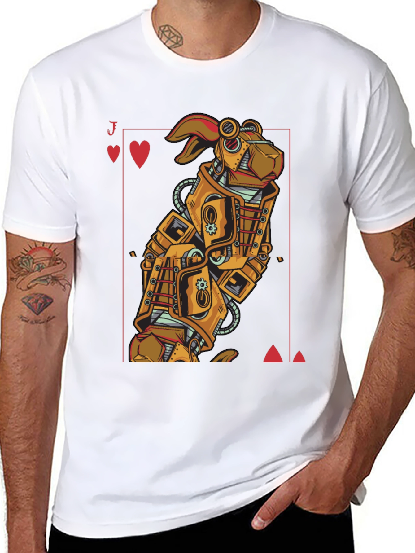 Black Steampunk Robot Rabbit T-Shirt - Jack of Hearts view 8
