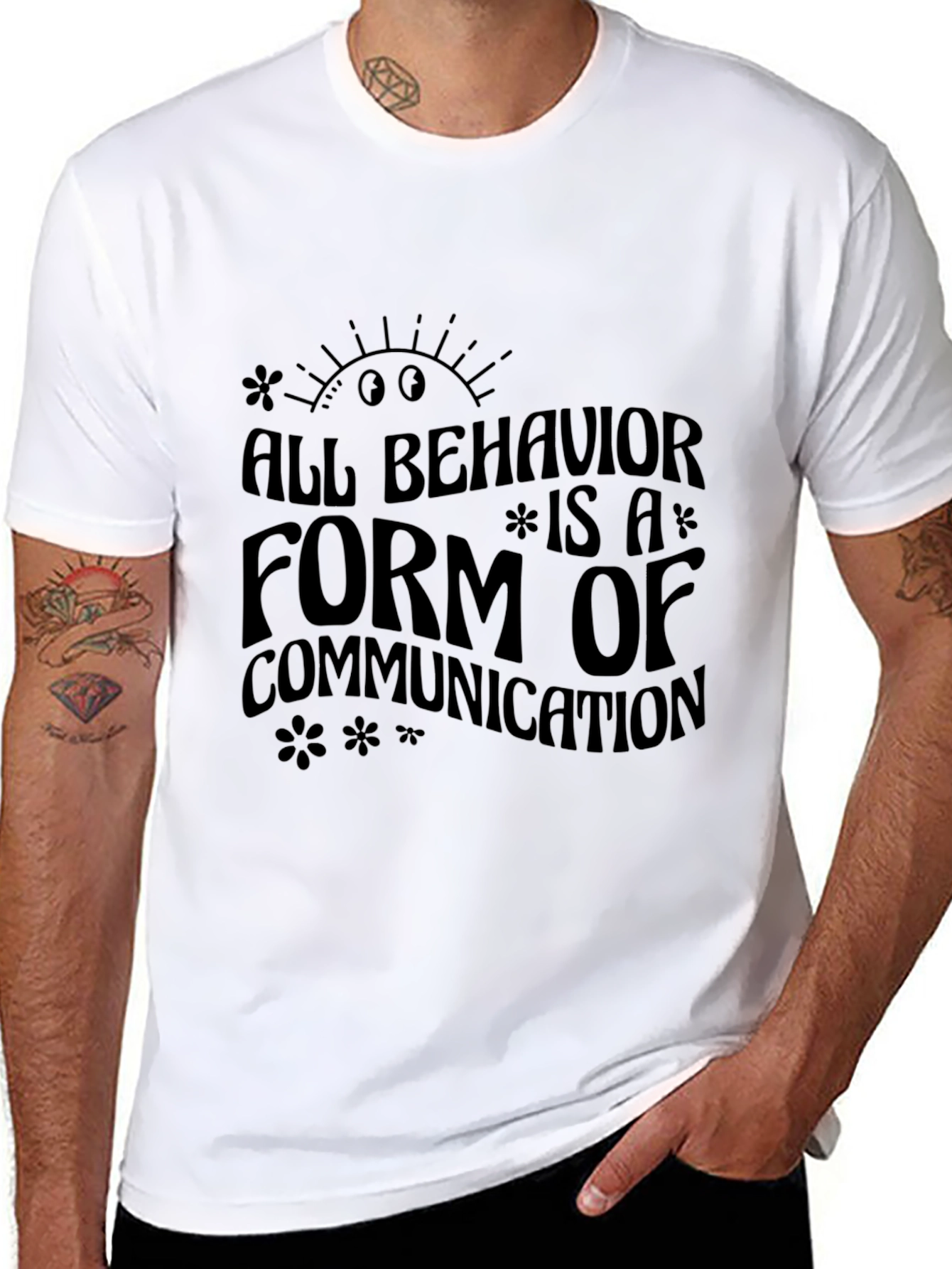 Black All Behavior is Communication Graphic Tee view 8