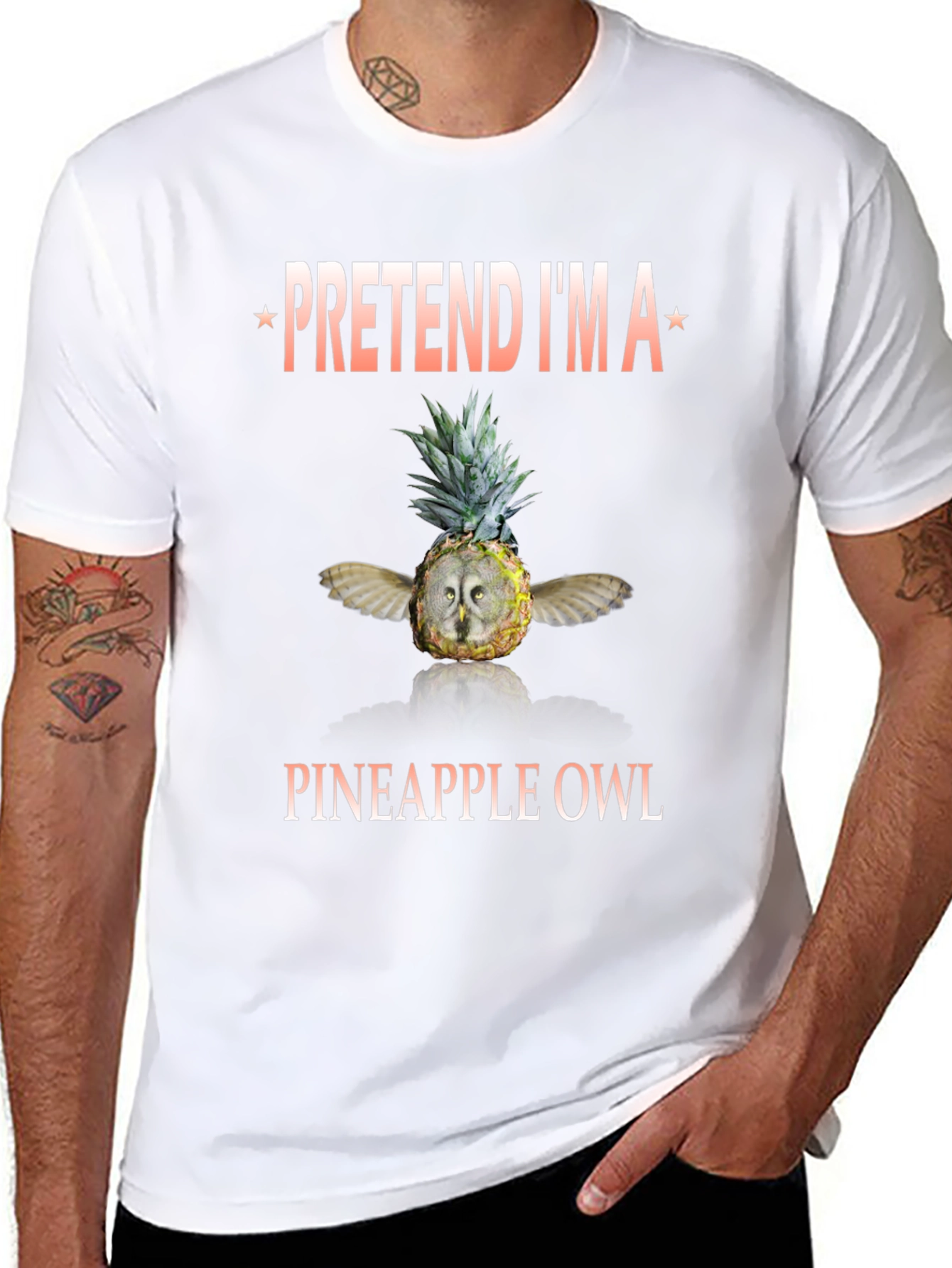 Black Pineapple Owl Graphic T-Shirt - Pretend I'm a Pineapple Owl view 8
