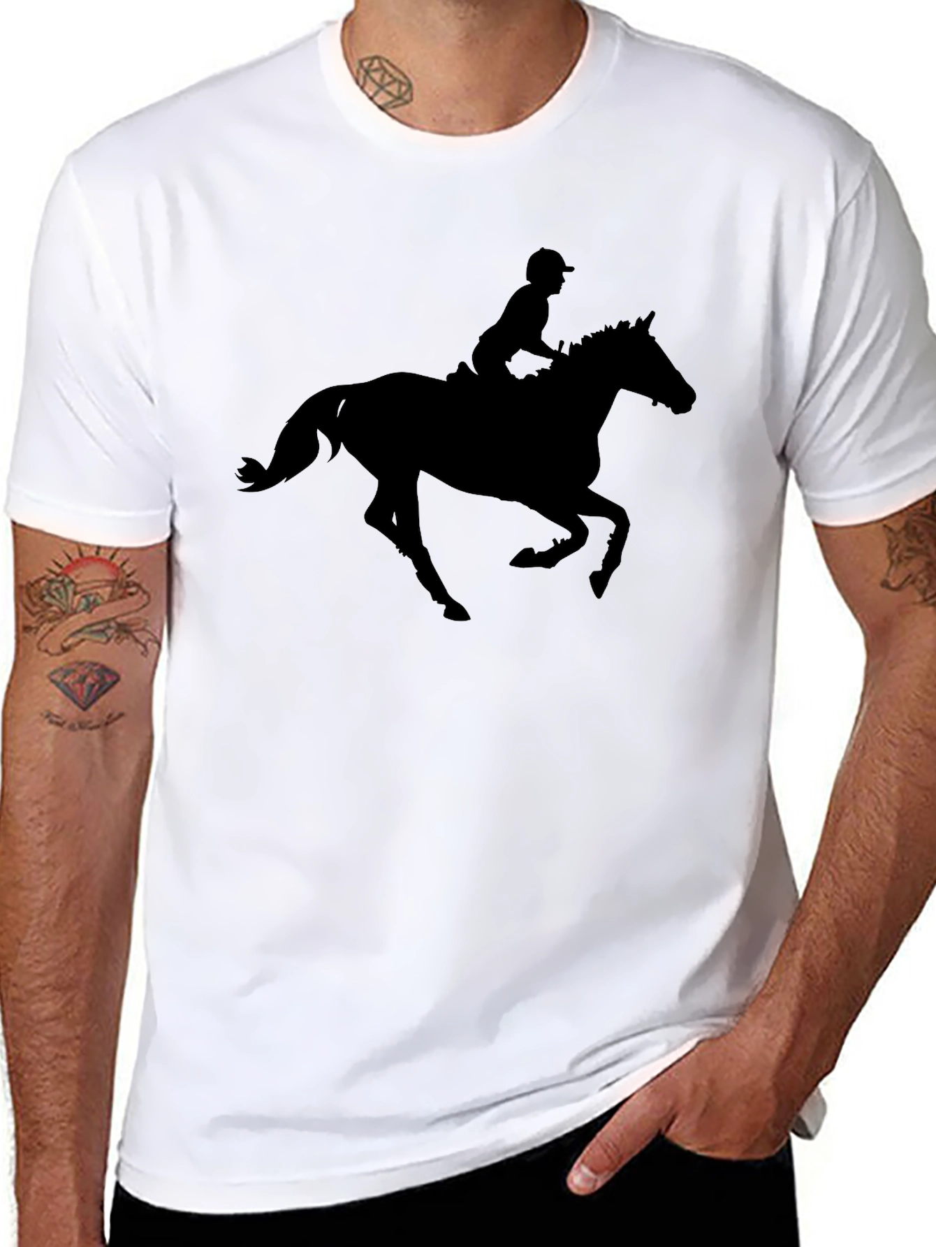 Black Equestrian Silhouette Graphic Tee - Black Cotton Comfort view 8