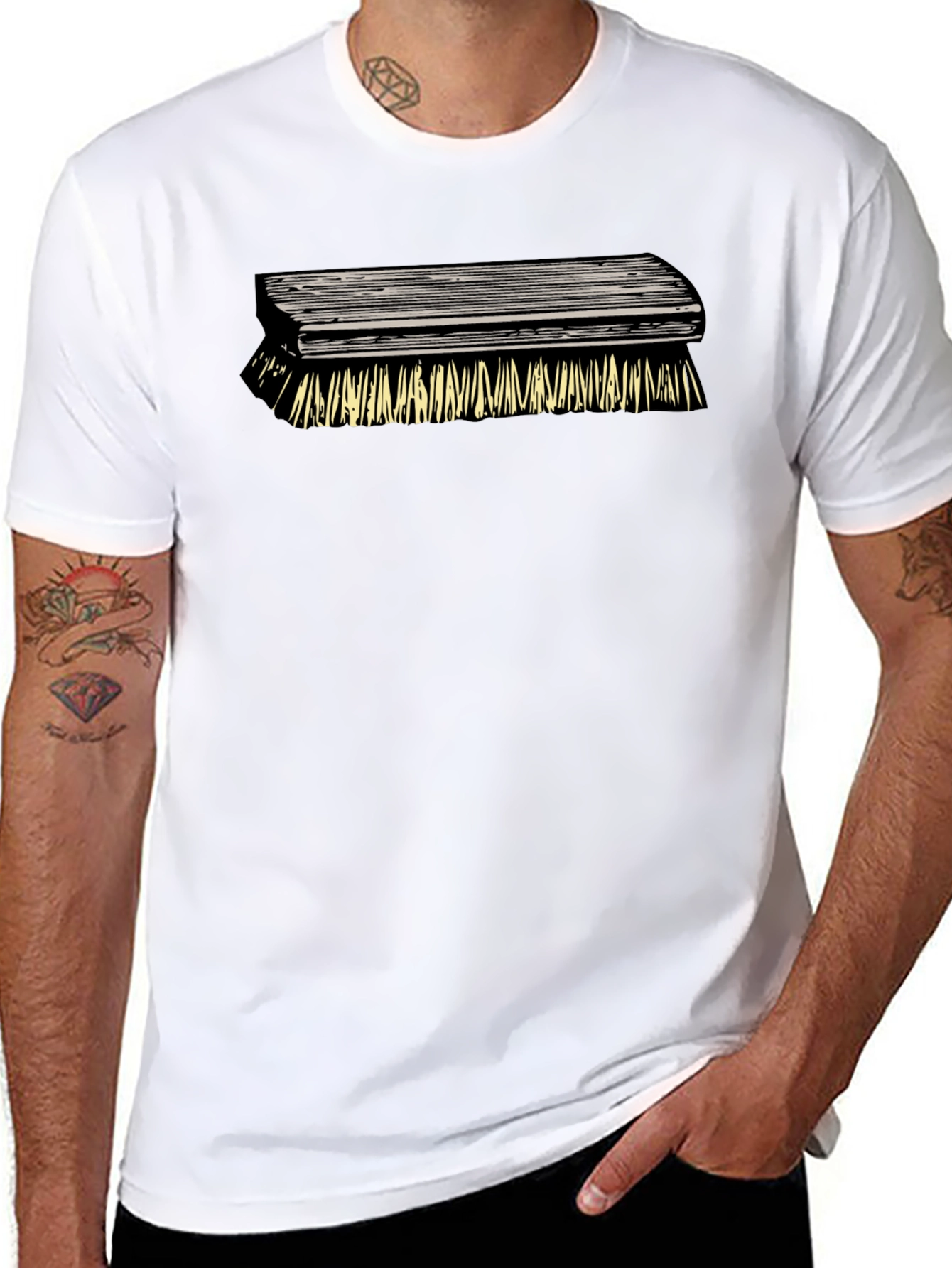 Black Novelty Brush Graphic Tee - Unique Design, Casual Style view 8