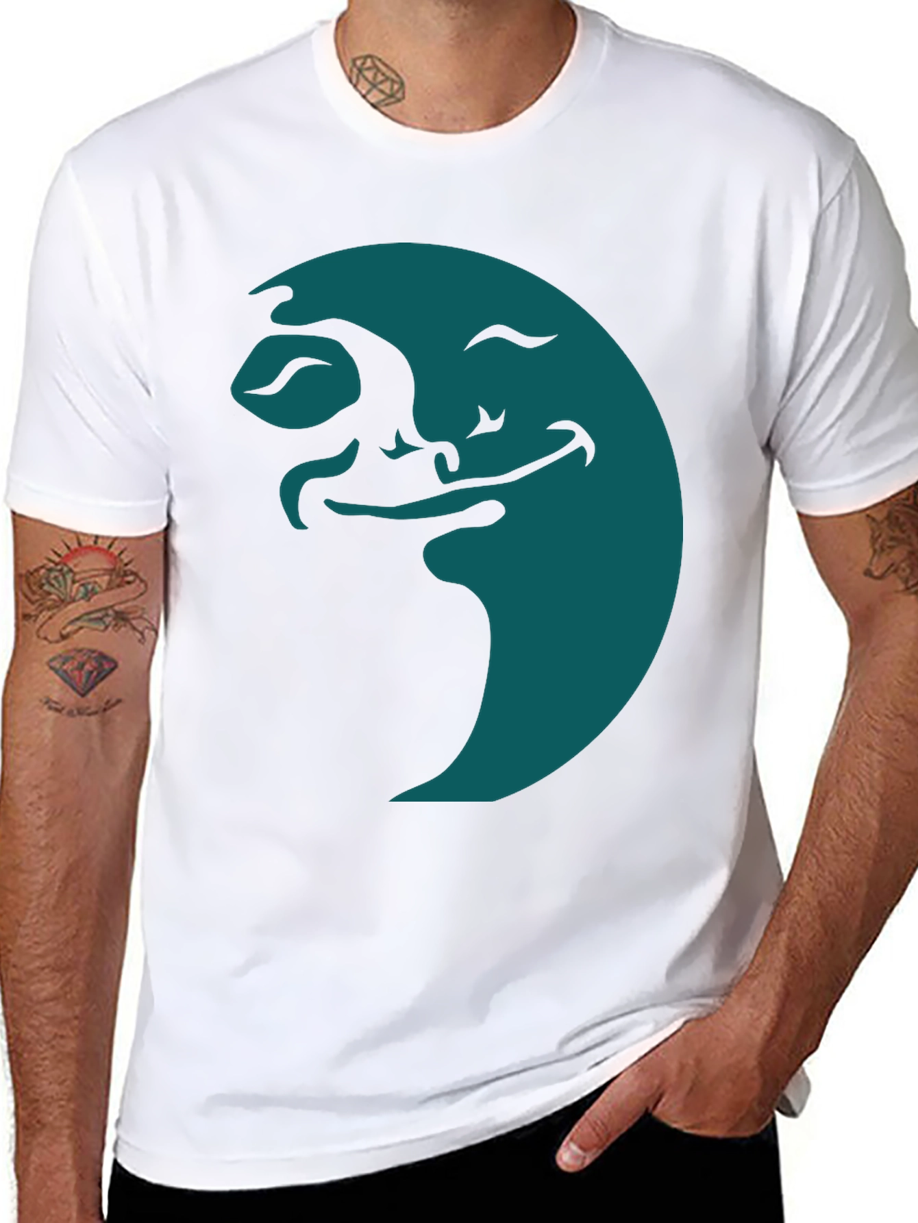 Smiling Moon Graphic Tee - Soft Black Cotton - 8