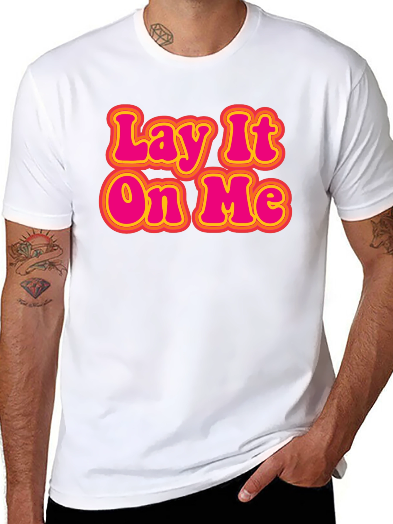 Black Lay It On Me Retro Graphic T-Shirt view 8