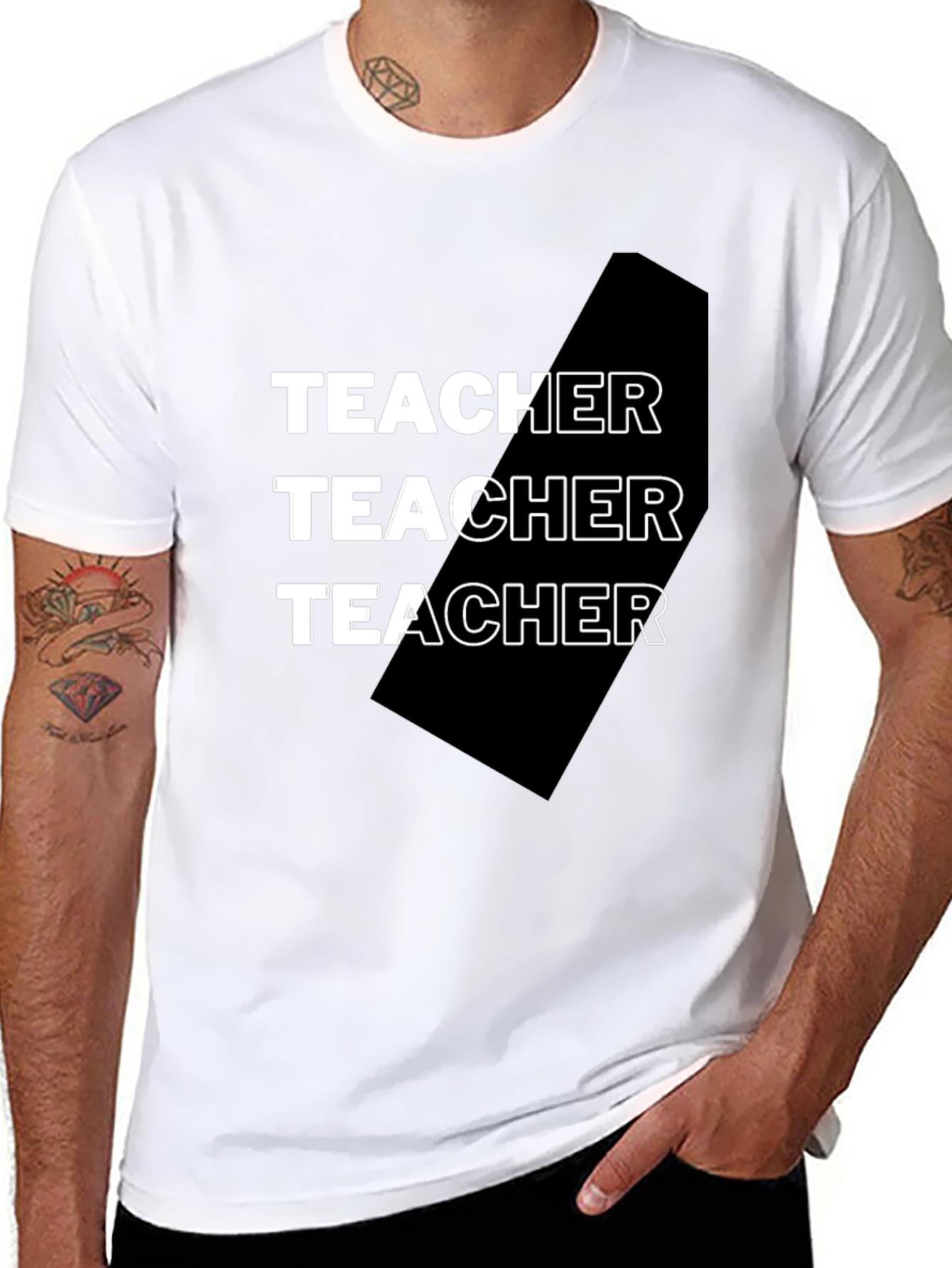 Black Teacher Graphic Tee - Black Cotton Blend T-Shirt view 8