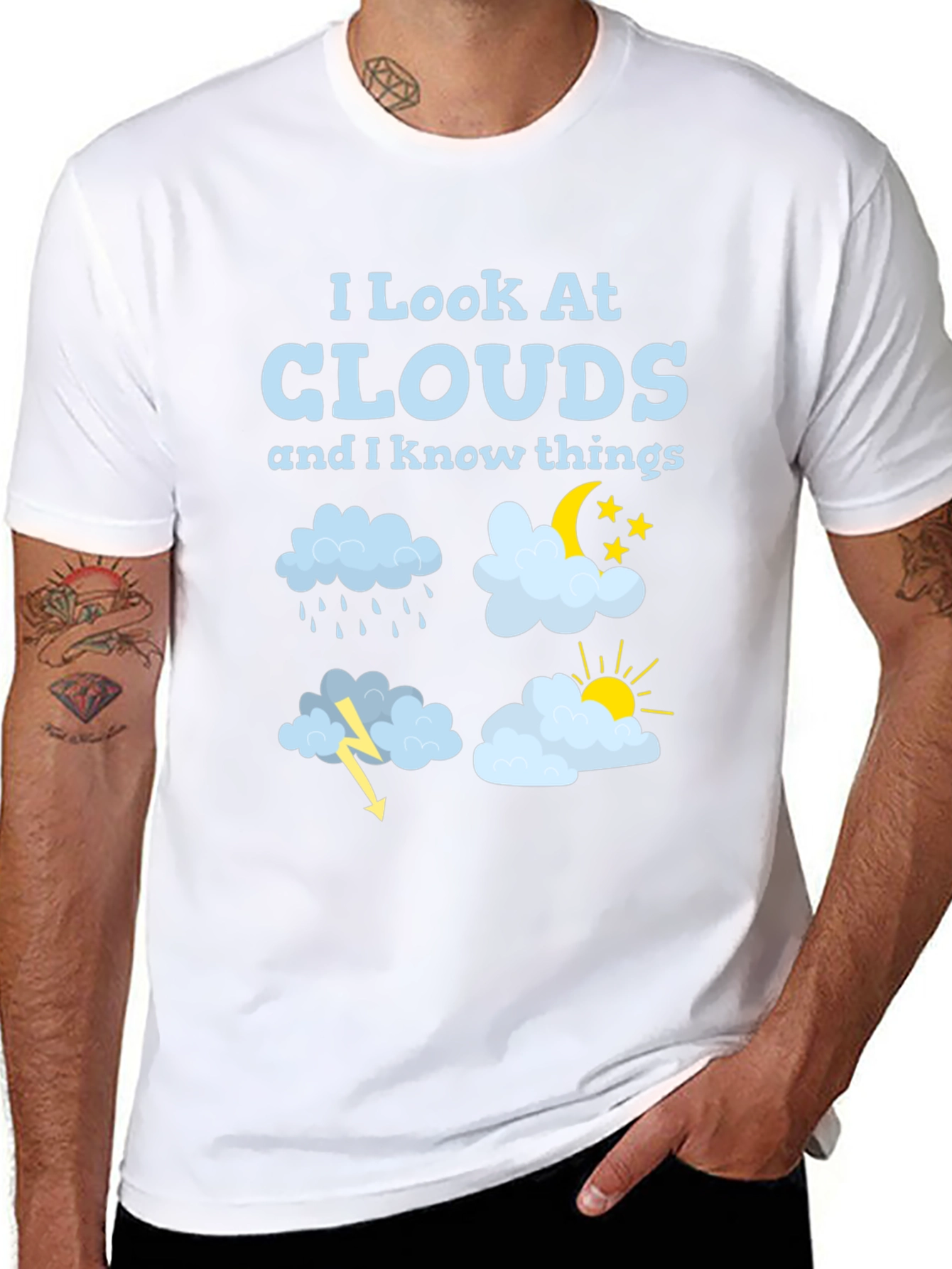 Black I Look At Clouds T-Shirt Funny Weather Tee view 8