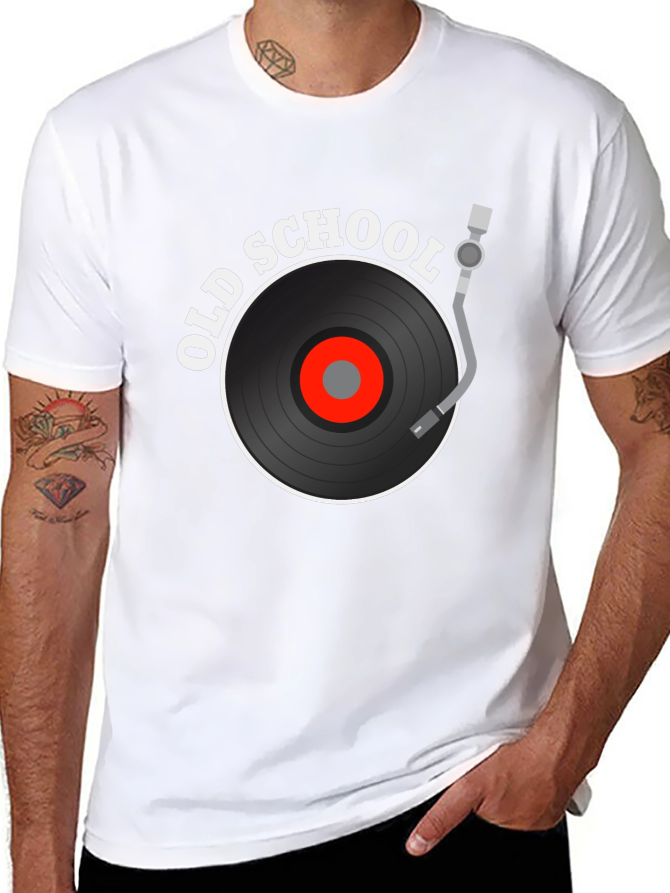 Black Old School Music Graphic Tee view 8