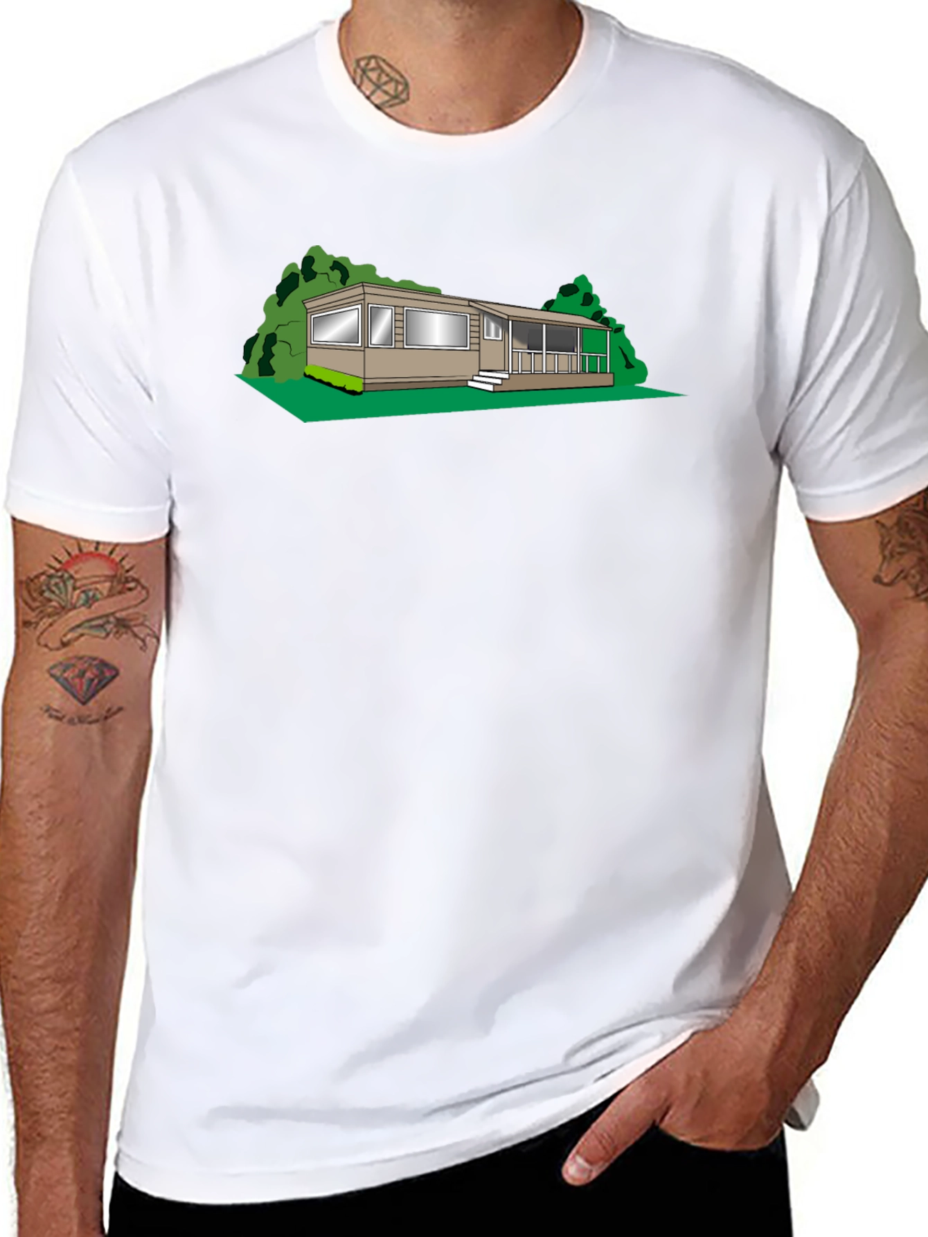 Black Mobile Home Graphic Tee - Novelty T-Shirt view 8