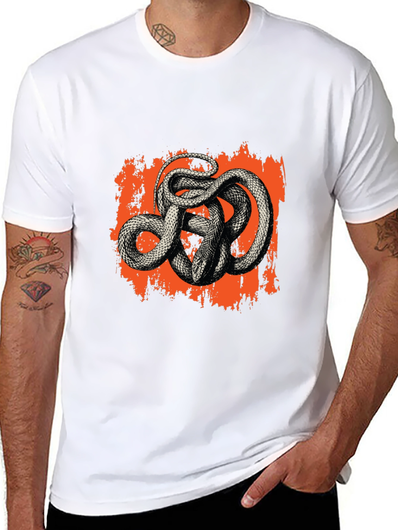Black Men's Black Snake Graphic Tee view 8