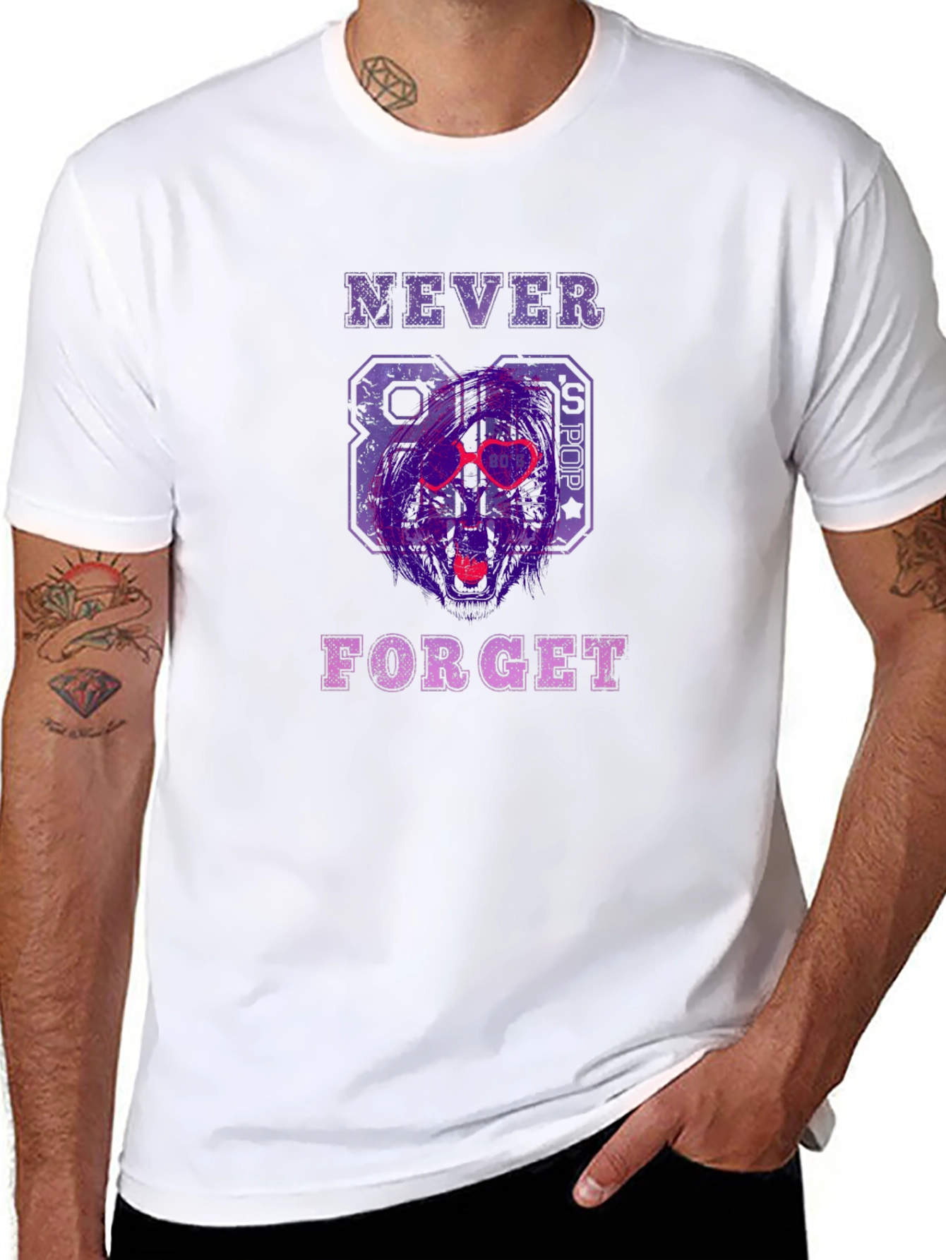 Black Retro 80s Pop Graphic Tee - Never Forget T-Shirt view 8