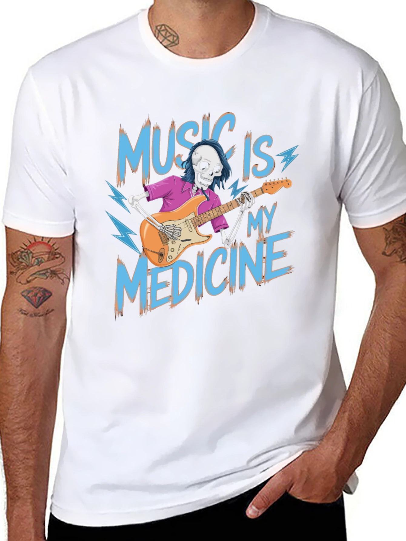 Black Music is My Medicine Skeleton Graphic T-Shirt view 8