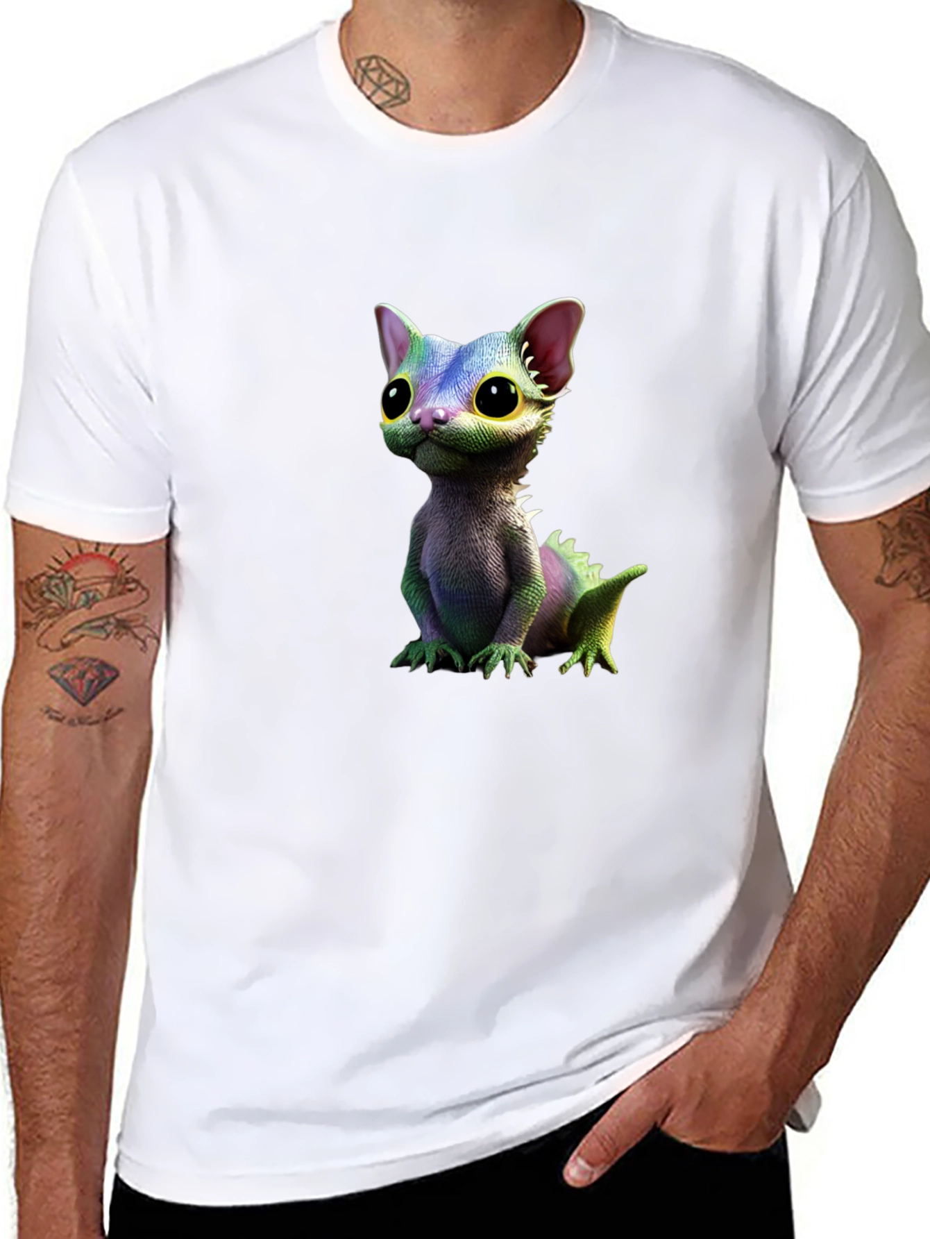 Black Cartoon Lizard Graphic Tee - Black T-Shirt view 8