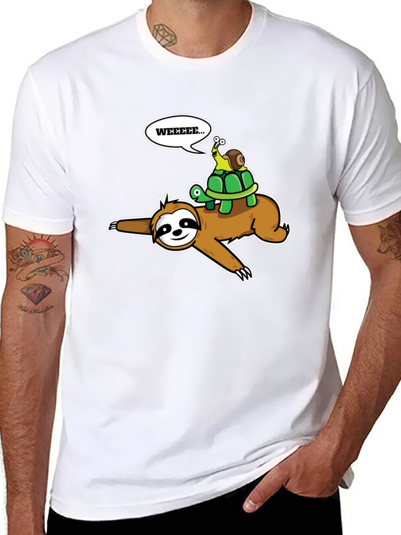 Black Sloth, Turtle & Snail Tee - 'WEEEEE...' Humor! view 8
