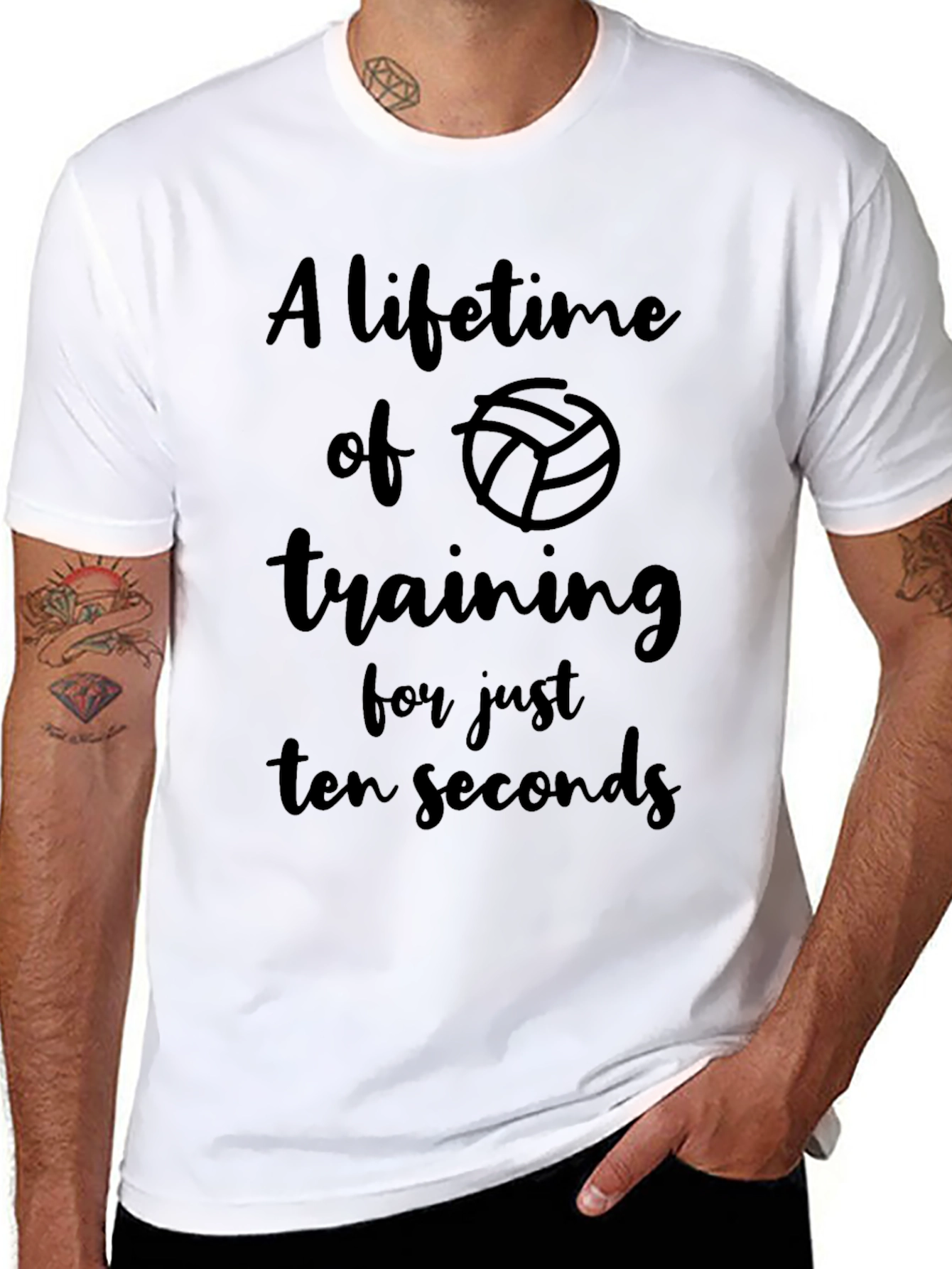 Black Volleyball Training T-Shirt - Lifetime of Ten Seconds view 8