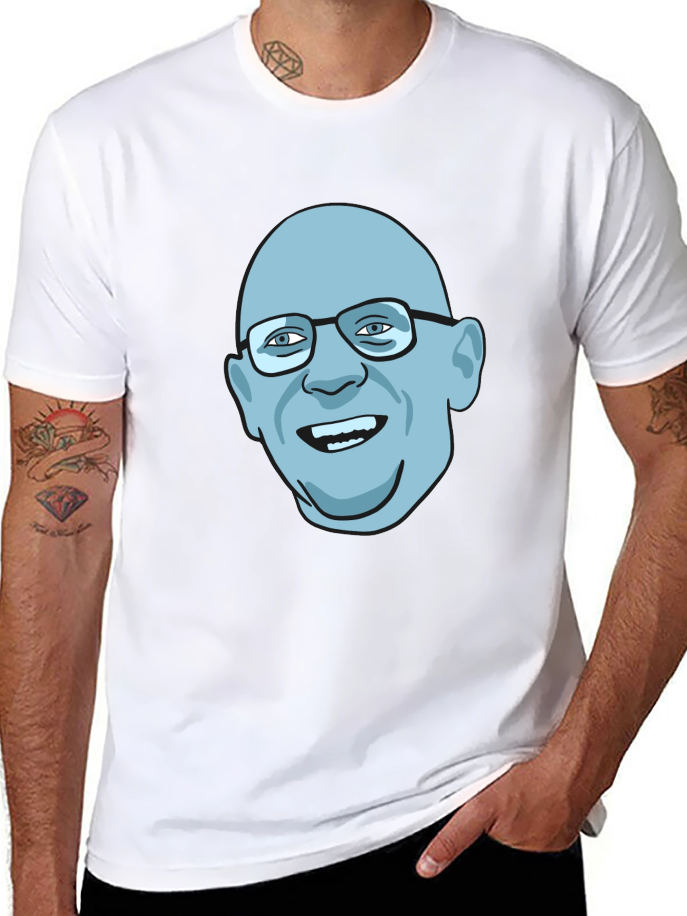 Black Bald Guy Graphic Tee - Unique Design view 8