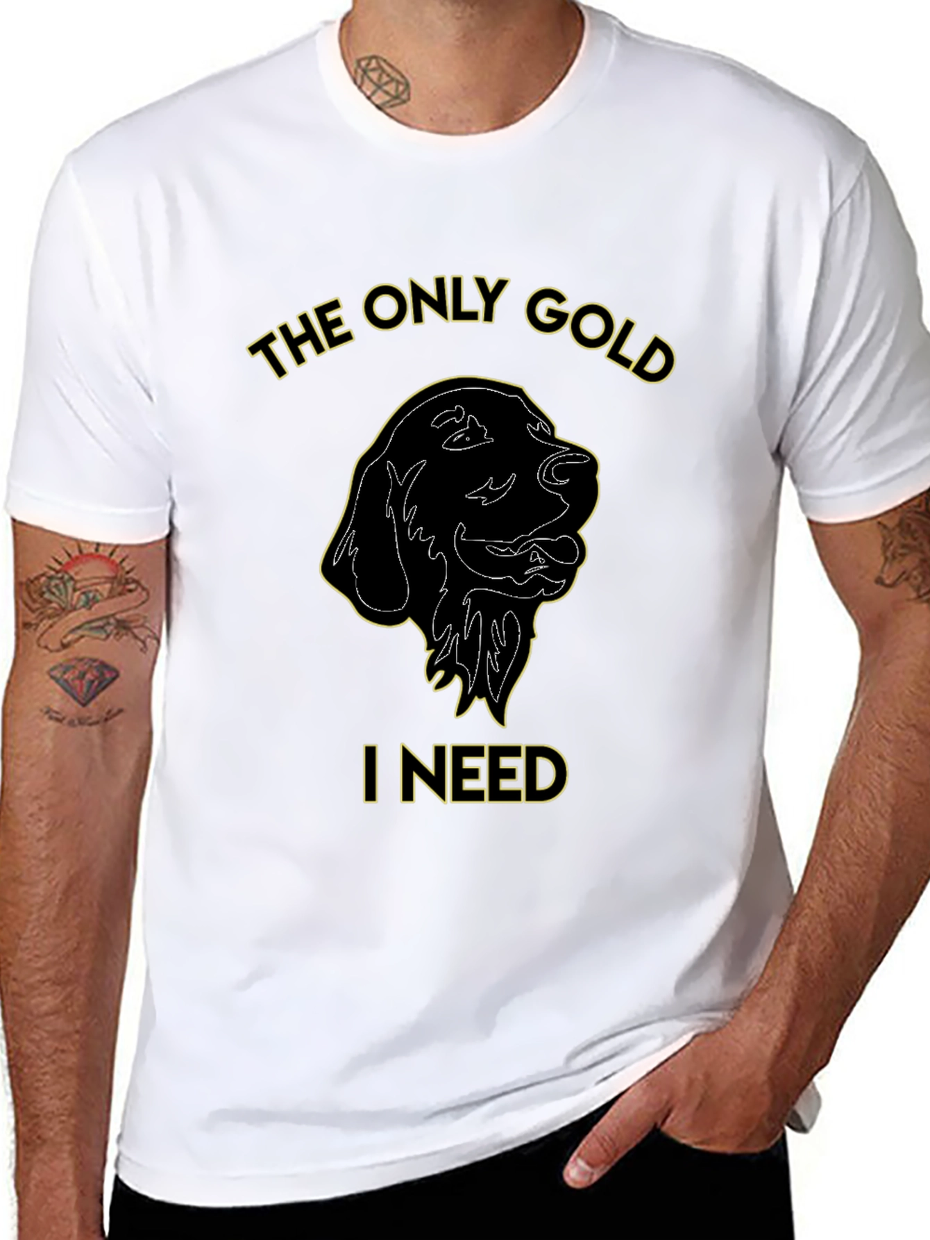 Black The Only Gold I Need Dog Graphic Tee - Black view 8