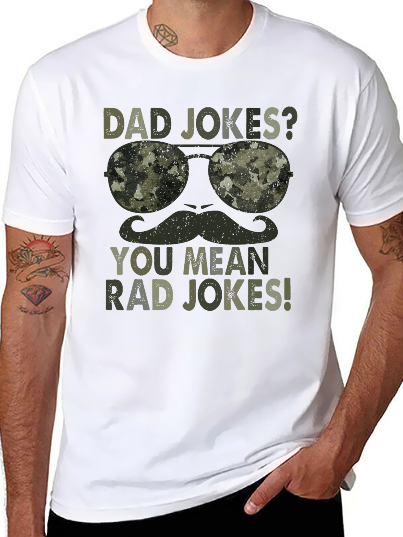 Black Dad Jokes? Rad Jokes! Camo Graphic T-Shirt view 8