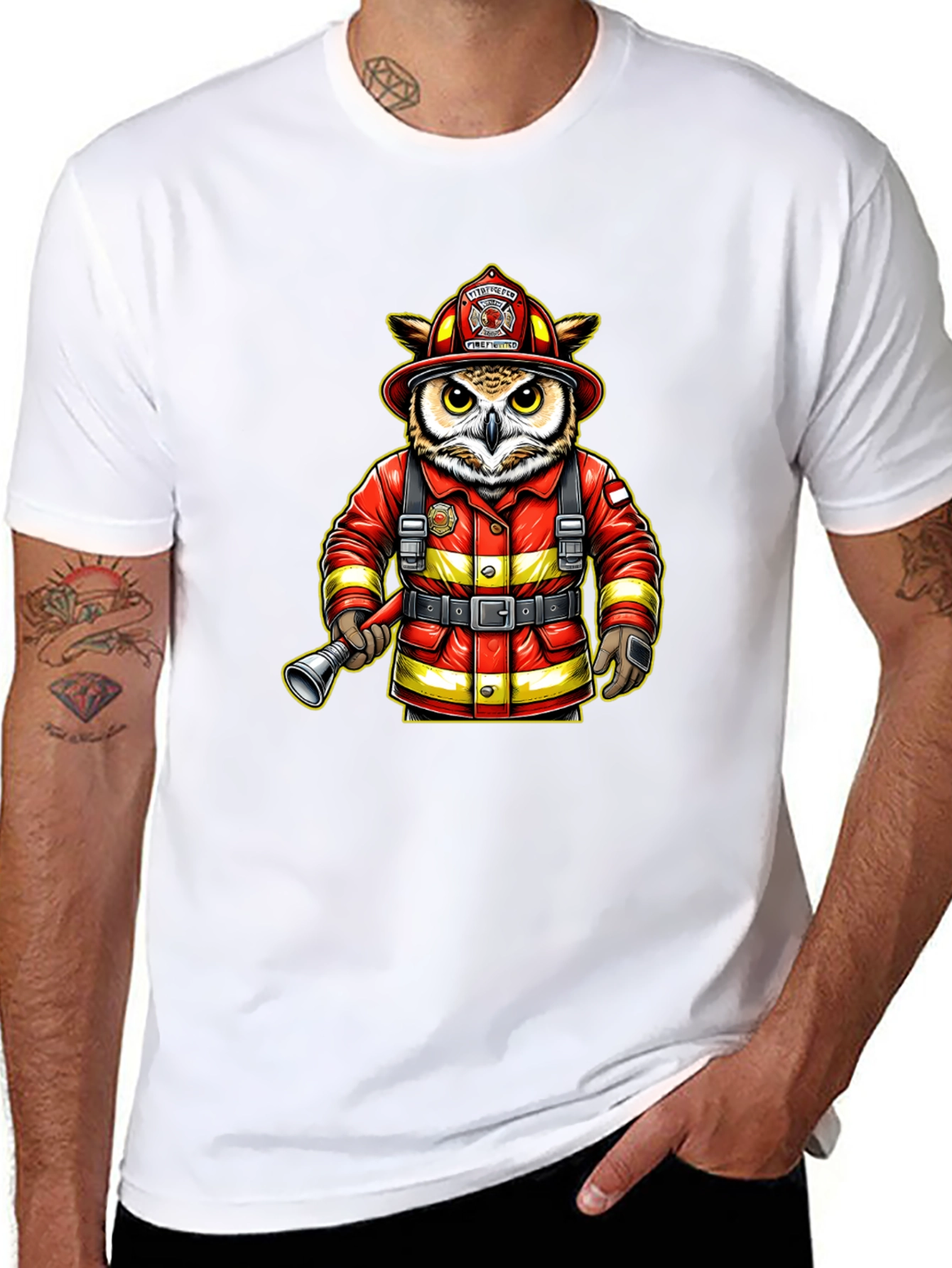 Black Owl Firefighter T-Shirt view 8