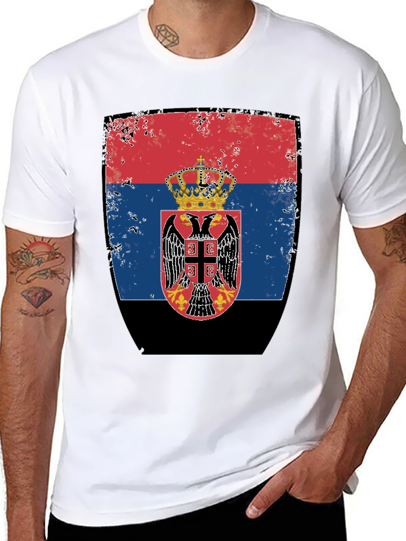 Serbian Flag Graphic T-Shirt - Vintage Style - 8