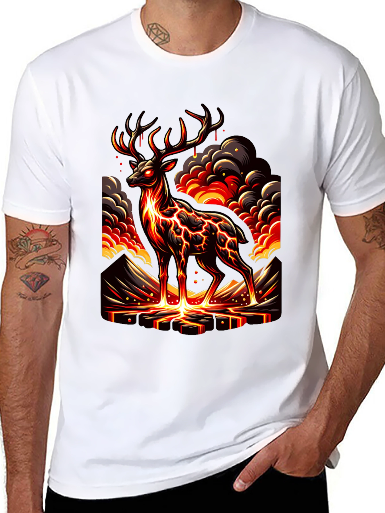 Black Lava Deer Graphic Tee - Men's Black T-Shirt view 8