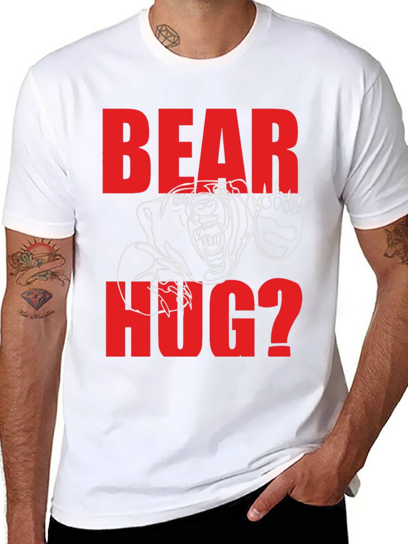 Black Bear Hug Graphic Tee - Black Cotton Blend view 8