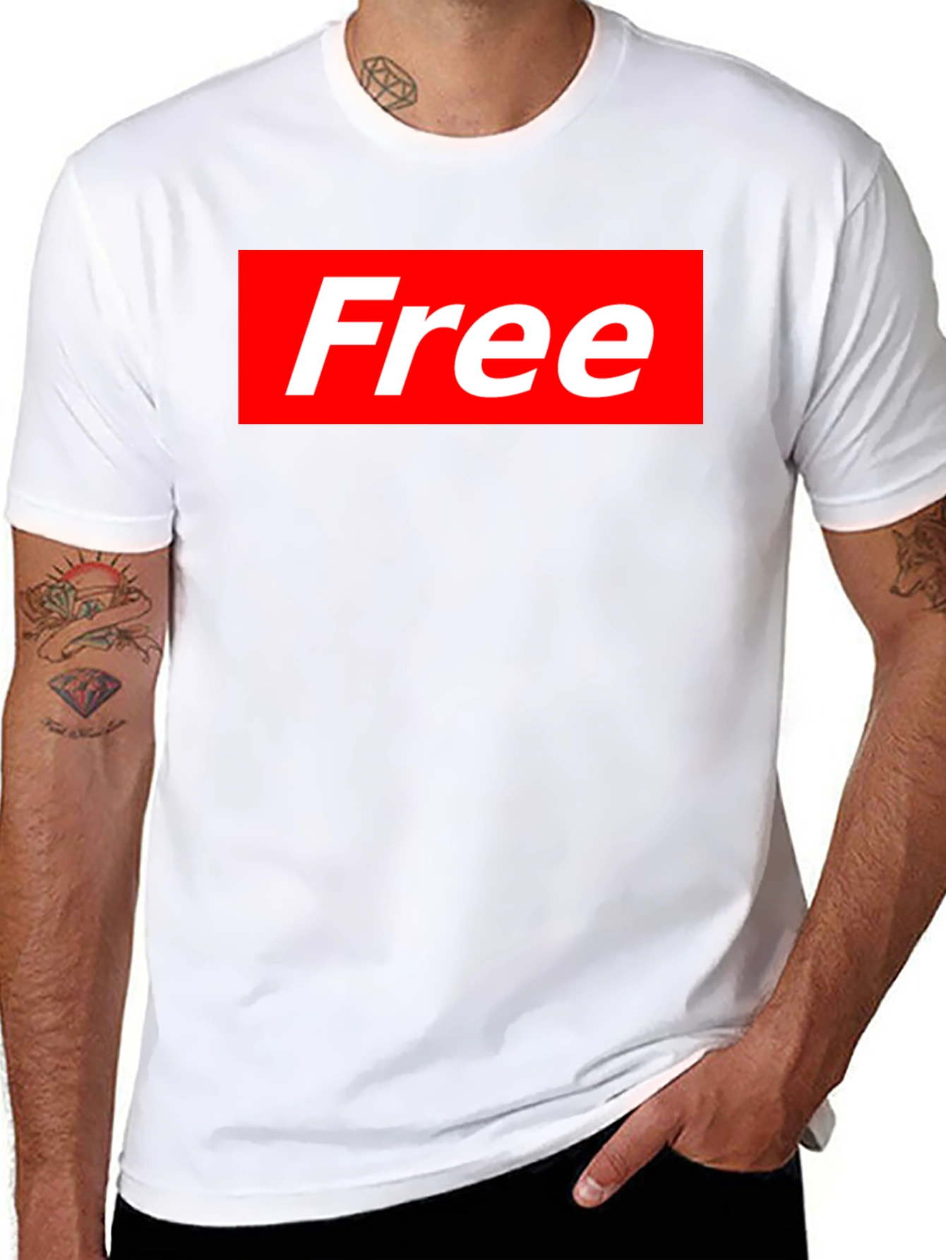 Black Free Supreme Style T-Shirt - Black Cotton Blend Tee view 8