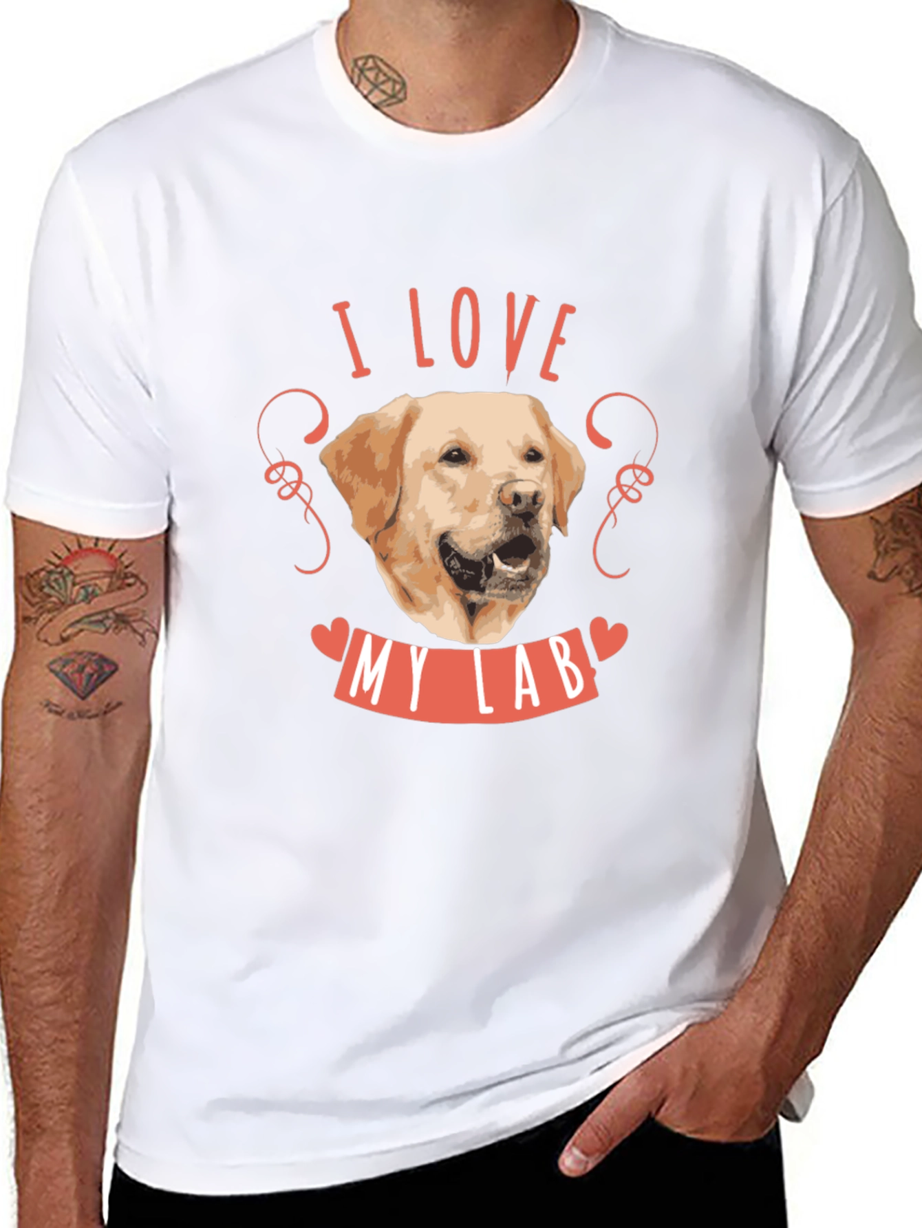 Black I Love My Lab Dog T-Shirt - Black Cotton Tee view 8