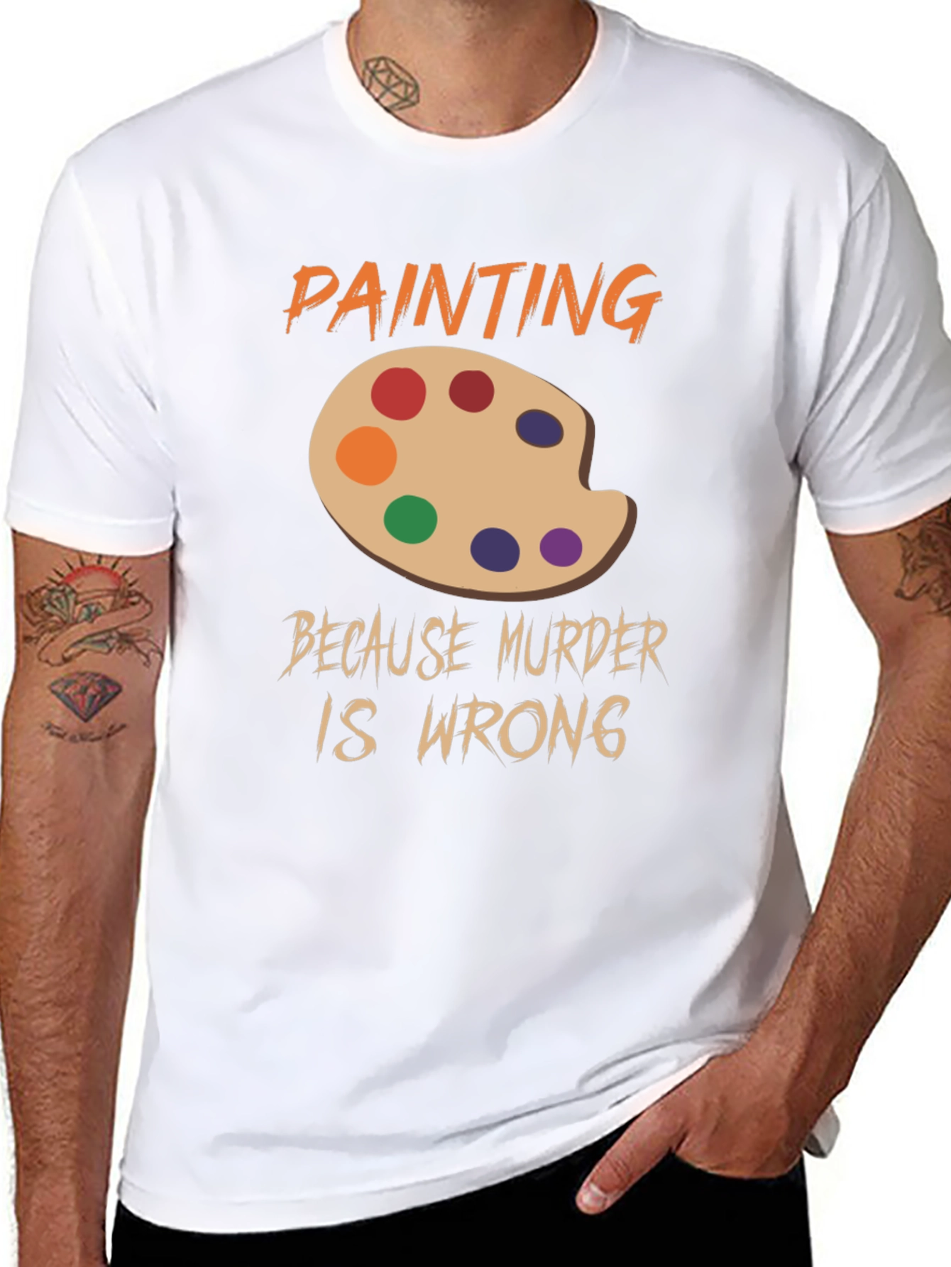 Black Painting Because Murder Is Wrong T-Shirt view 8