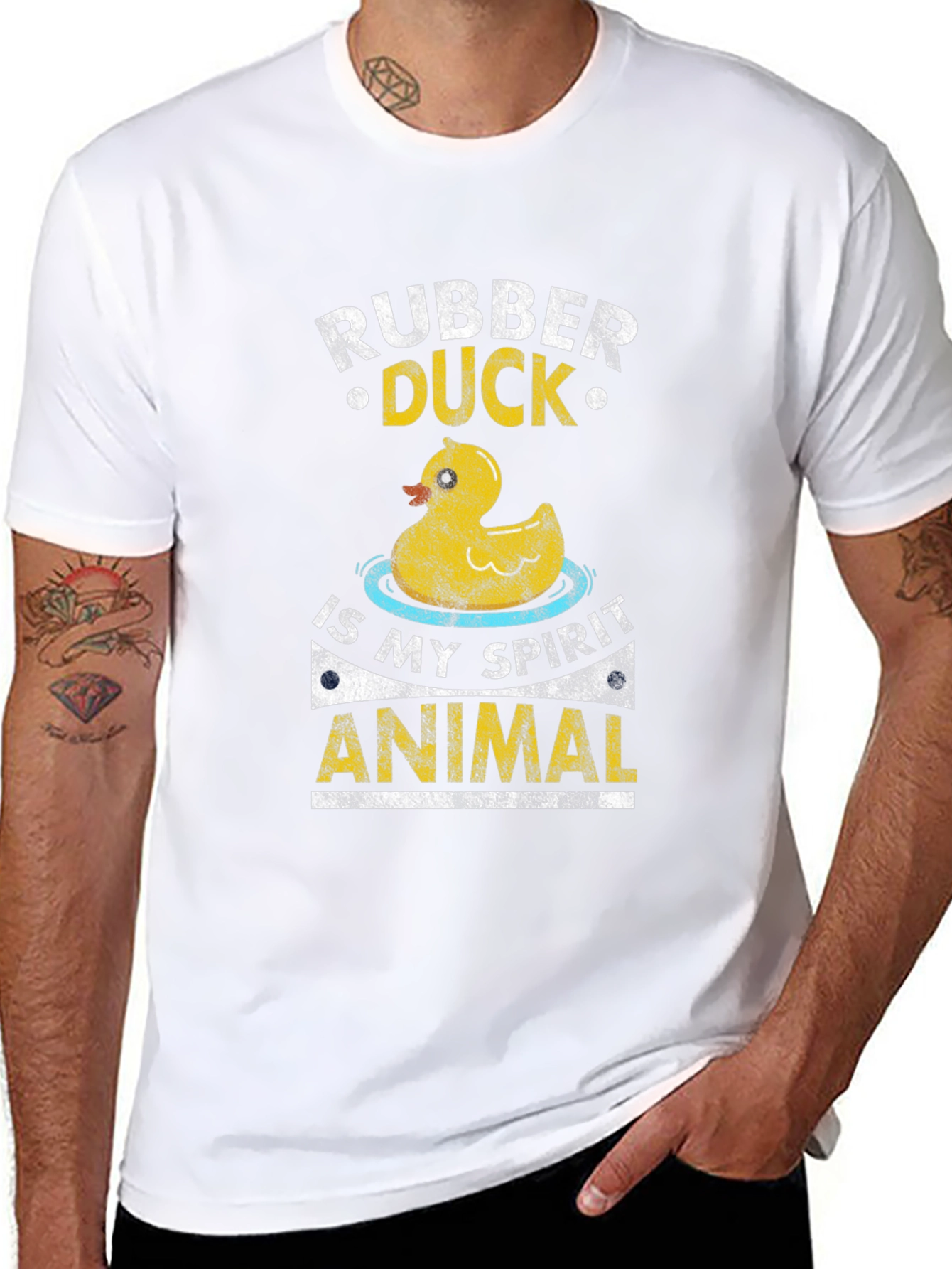 Black Rubber Duck Spirit Animal Graphic T-Shirt view 8