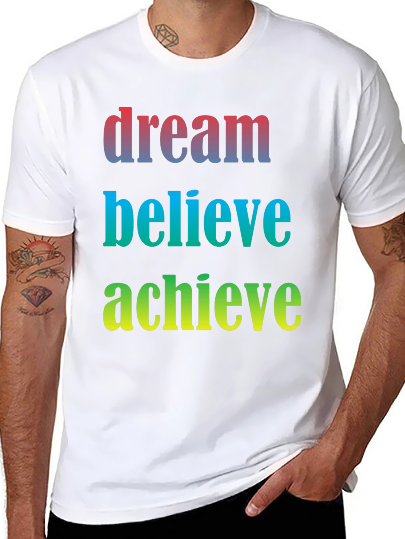 Black Dream Believe Achieve Men's Graphic T-Shirt view 8