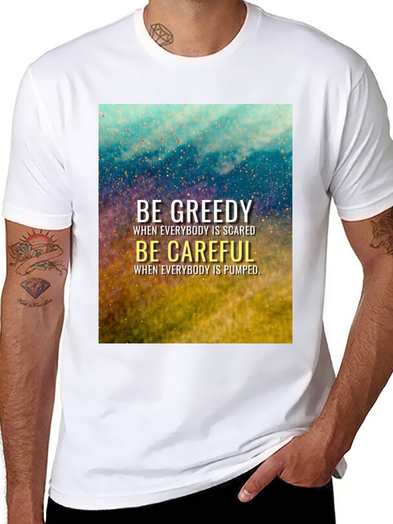 Black Be Greedy Be Careful Black T-Shirt view 8