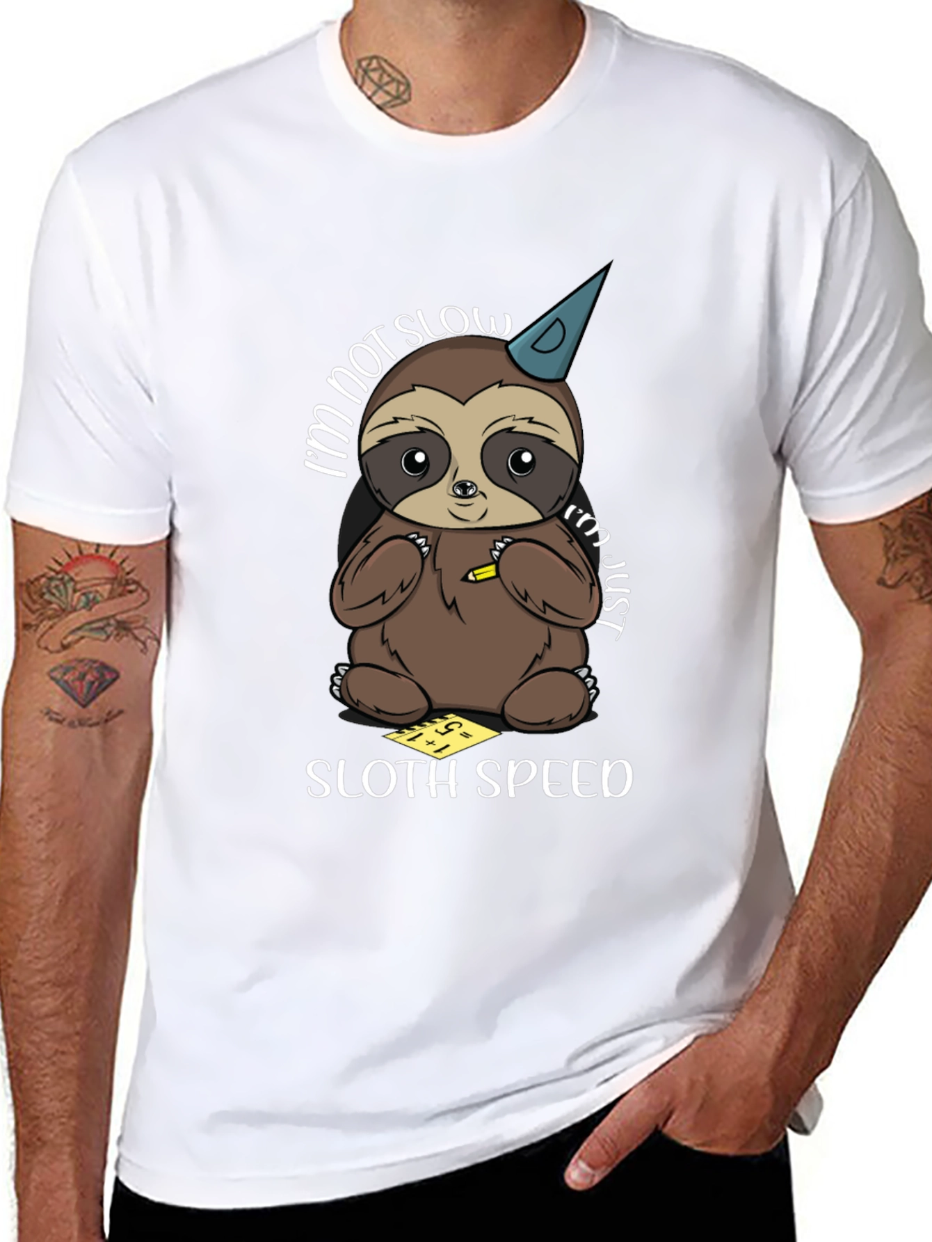 Black Cute Sloth Math T-Shirt - Sloth Speed view 8