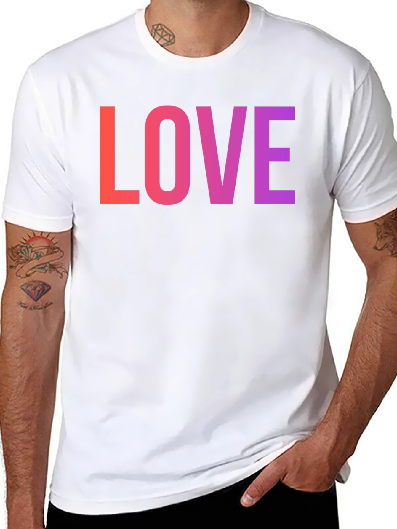 Black LOVE Graphic Tee - Gradient Word Design view 8